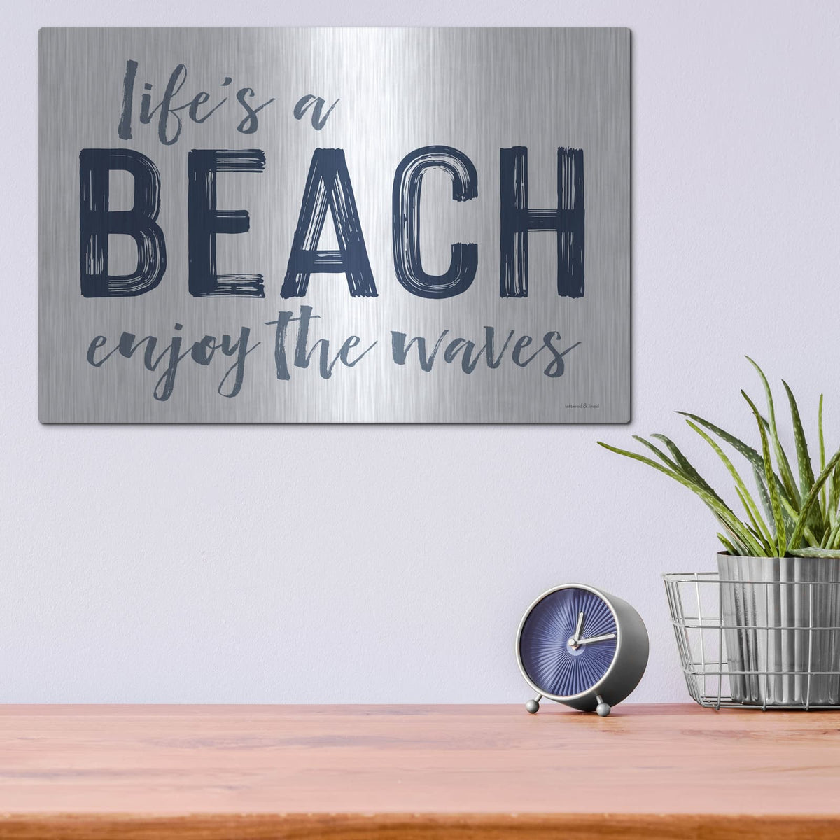 'Life's a Beach' by Lettered & Lined – Metal Wall Art, 16x12 room view