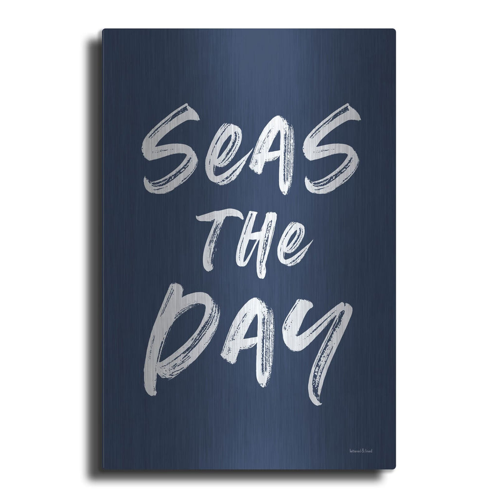 'Seas the Day Navy' by Lettered & Lined – Metal Wall Art
