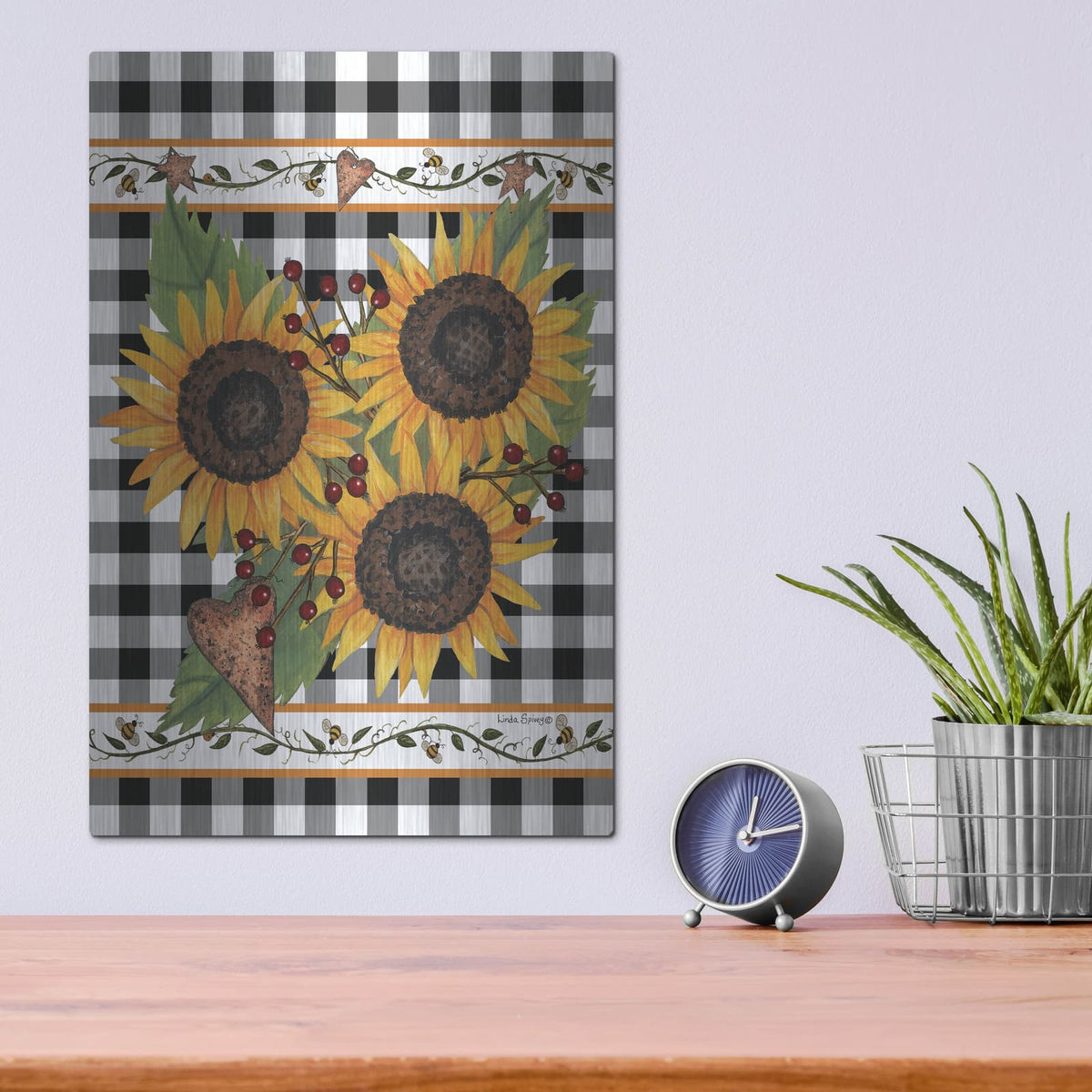 'Sunflowers and Vines' by Linda Spivey – Metal Wall Art, 12x16 room view