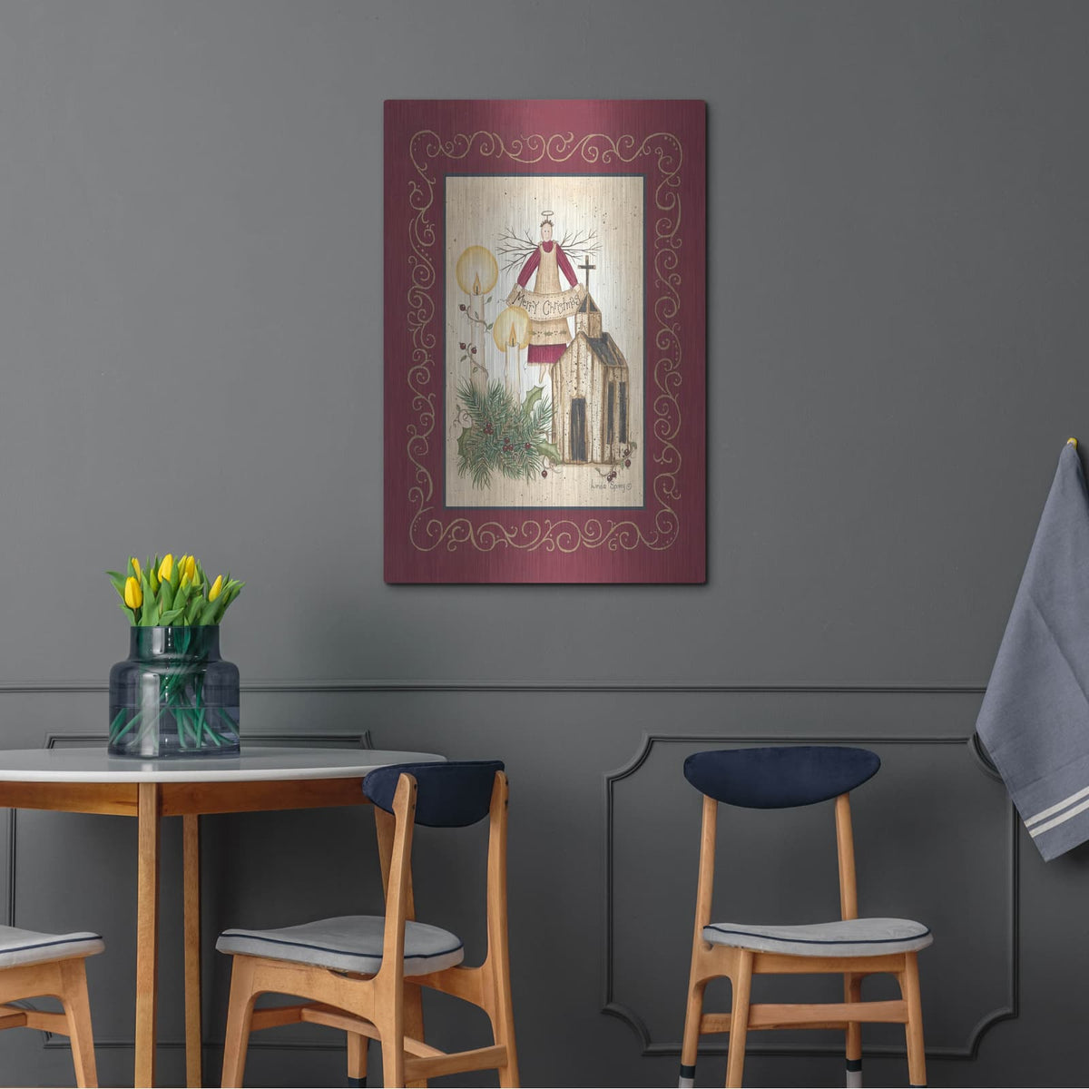 'Merry Christmas Angel' by Linda Spivey – Metal Wall Art, 24x36 room view