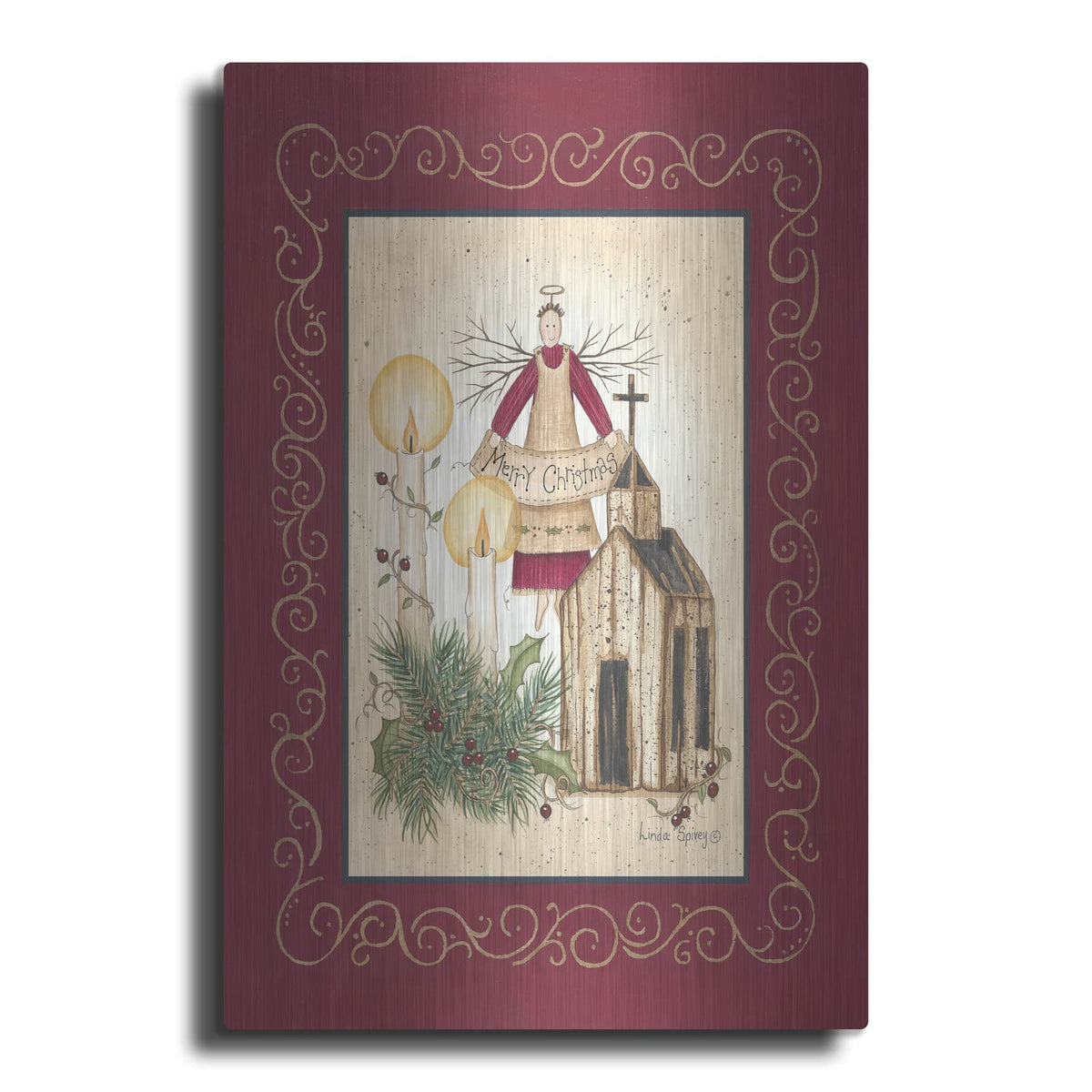 'Merry Christmas Angel' by Linda Spivey – Metal Wall Art
