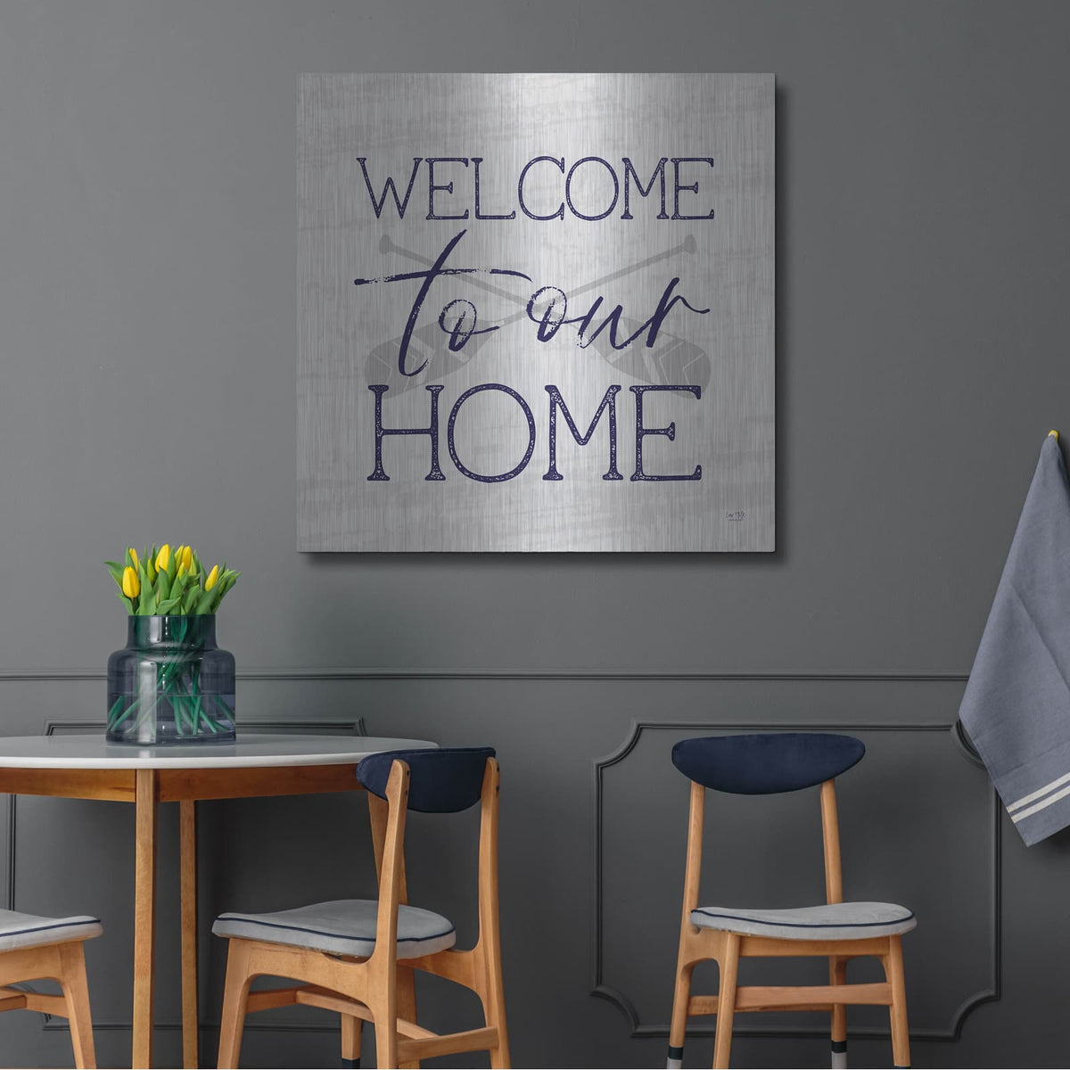 'Lake Welcome to Our Home' by Lux + Me – Metal Wall Art, 36x36 room view
