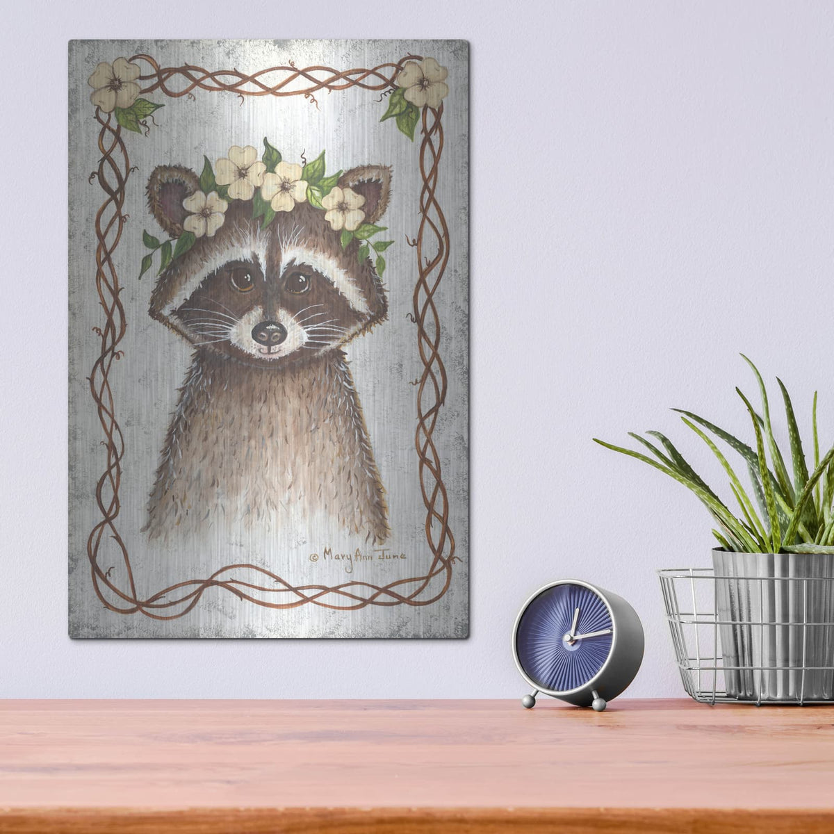 'Raccoon' by Mary Ann June – Metal Wall Art, 12x16 room view