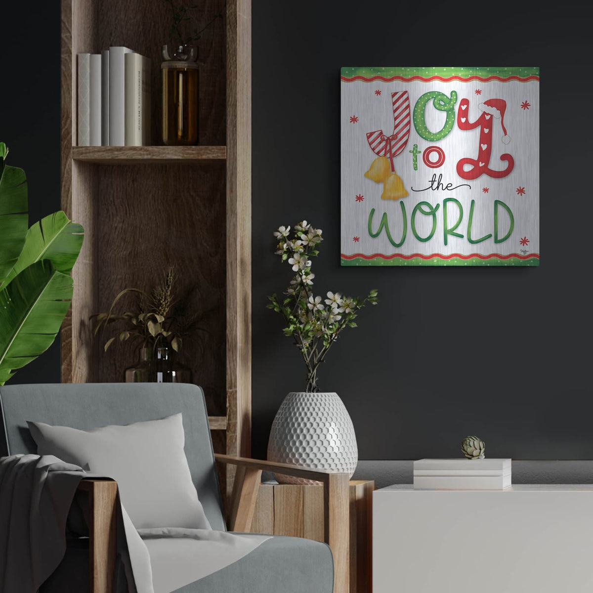 'Joy' by Mollie B Art – Metal Wall Art, 24x24 room view