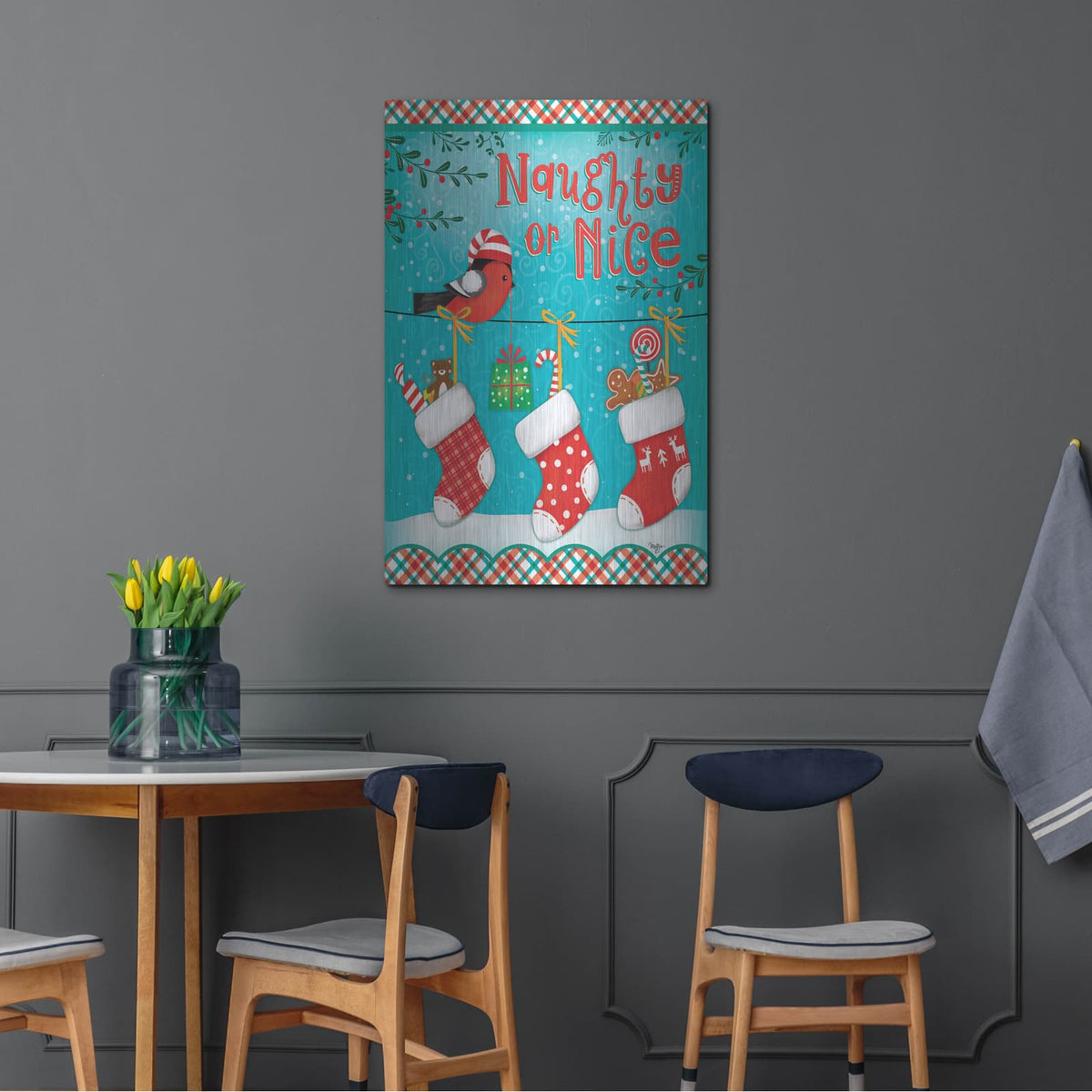 'Christmas Stocking' by Mollie B Art – Metal Wall Art, 24x36 room view
