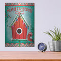 'Christmas Birdhouse' by Mollie B Art – Metal Wall Art, 12x16 room view