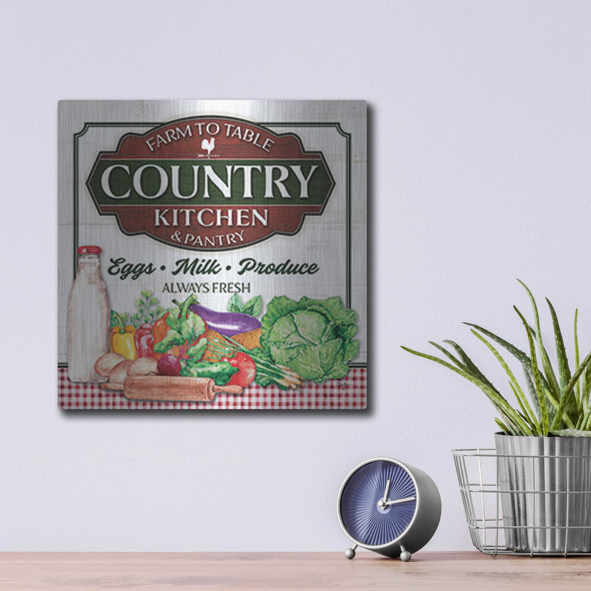 'Country Kitchen' by Mollie B Art – Metal Wall Art, 12x12 room view