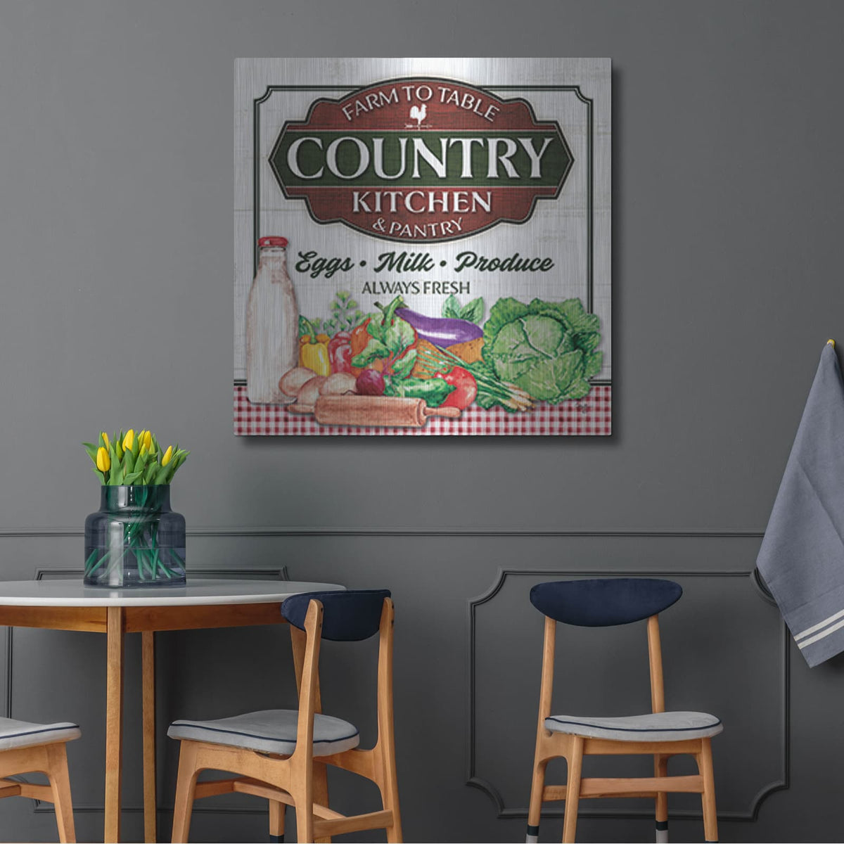 'Country Kitchen' by Mollie B Art – Metal Wall Art, 36x36 room view