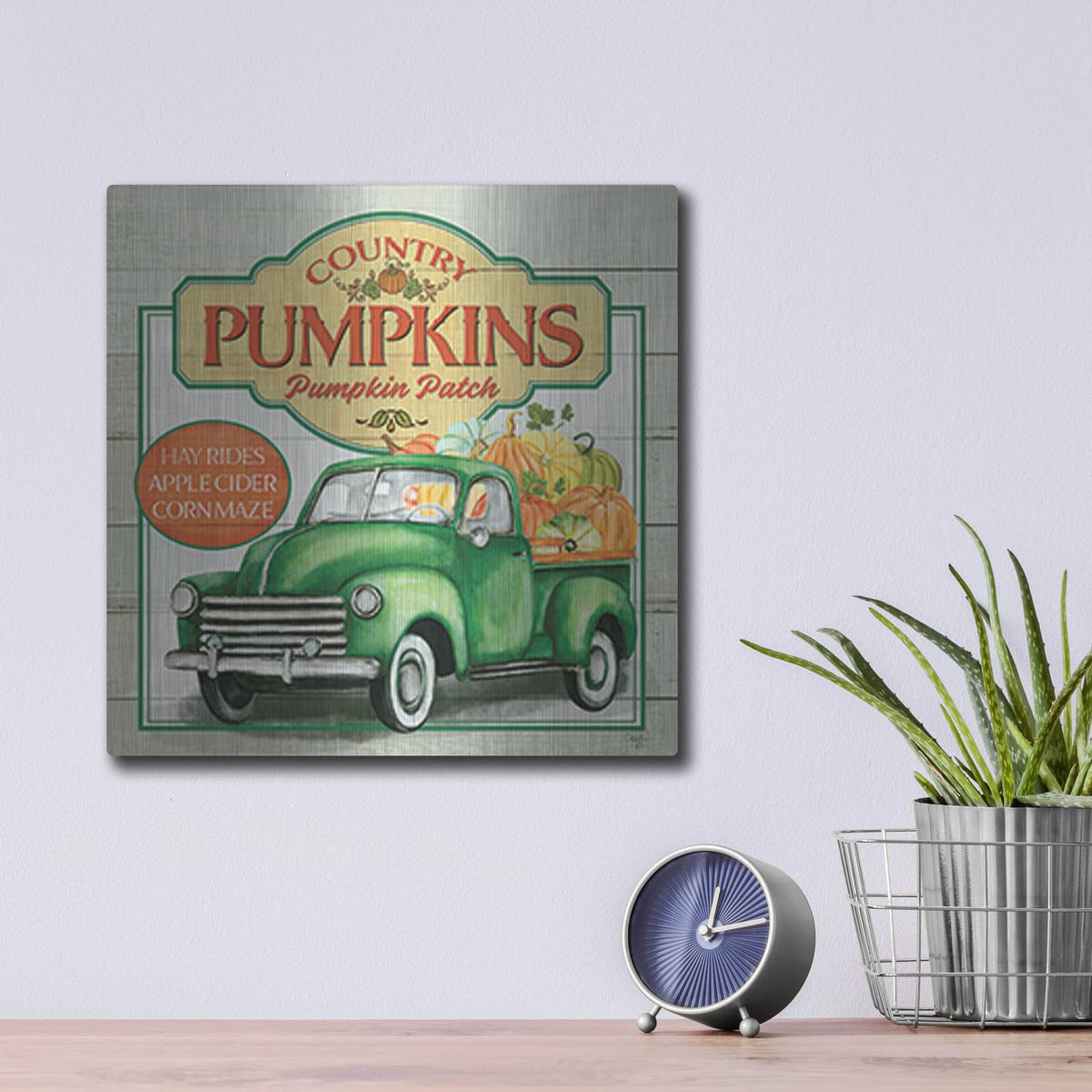 'Pumpkin Patch' by Mollie B Art – Metal Wall Art, 12x12 room view