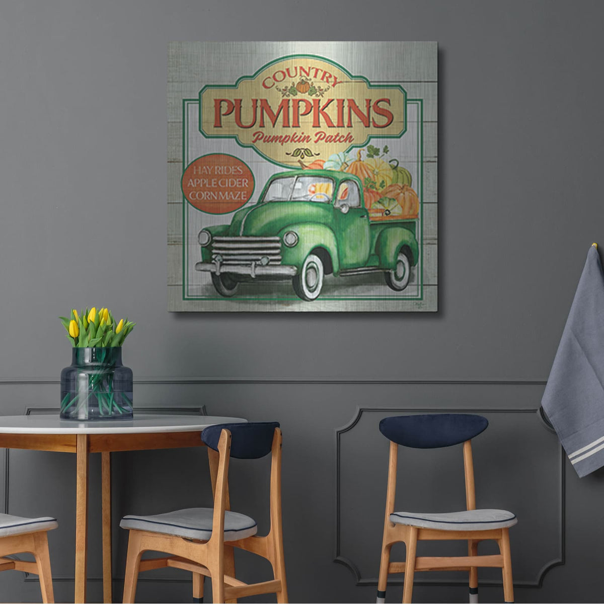 'Pumpkin Patch' by Mollie B Art – Metal Wall Art, 36x36 room view