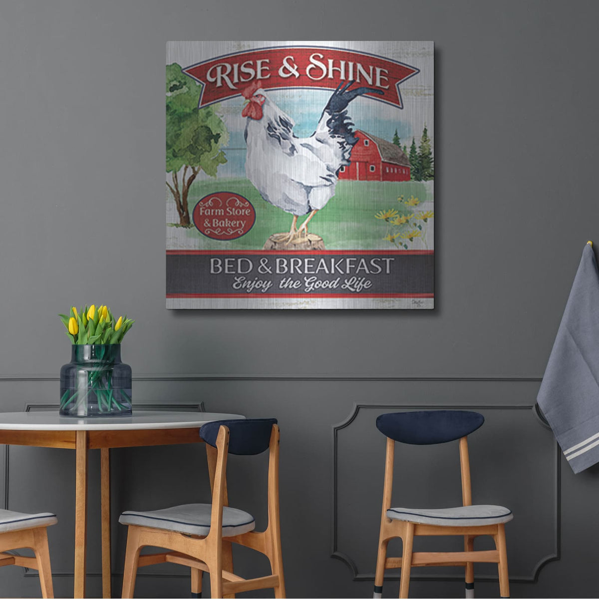 'Bed & Breakfast' by Mollie B Art – Metal Wall Art, 36x36 room view