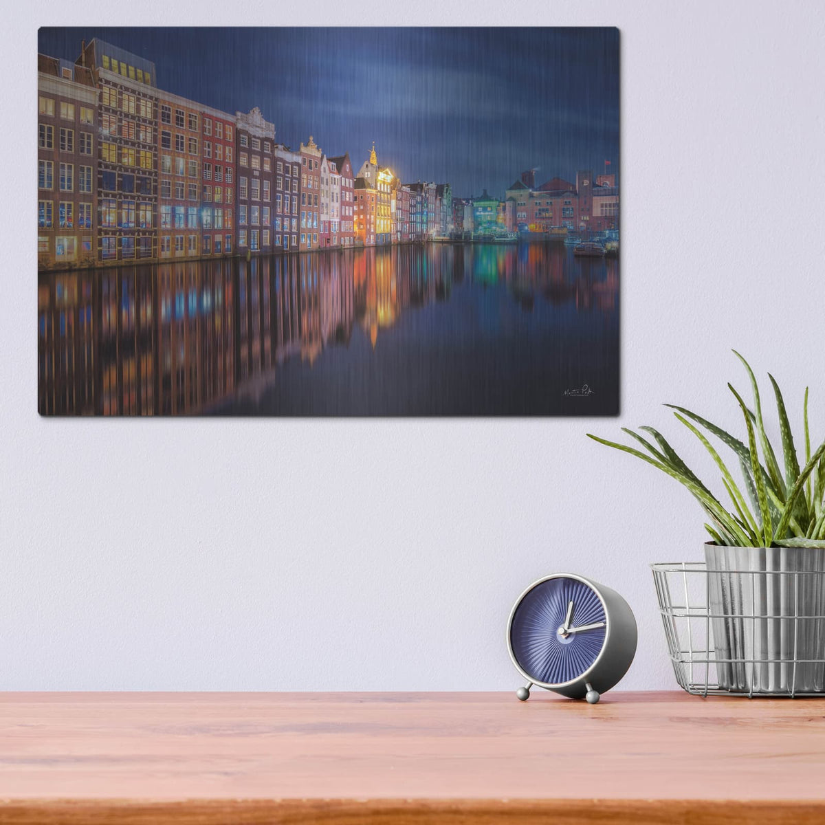 'Building Row Reflections 2' by Martin Podt – Metal Wall Art, 16x12 room view