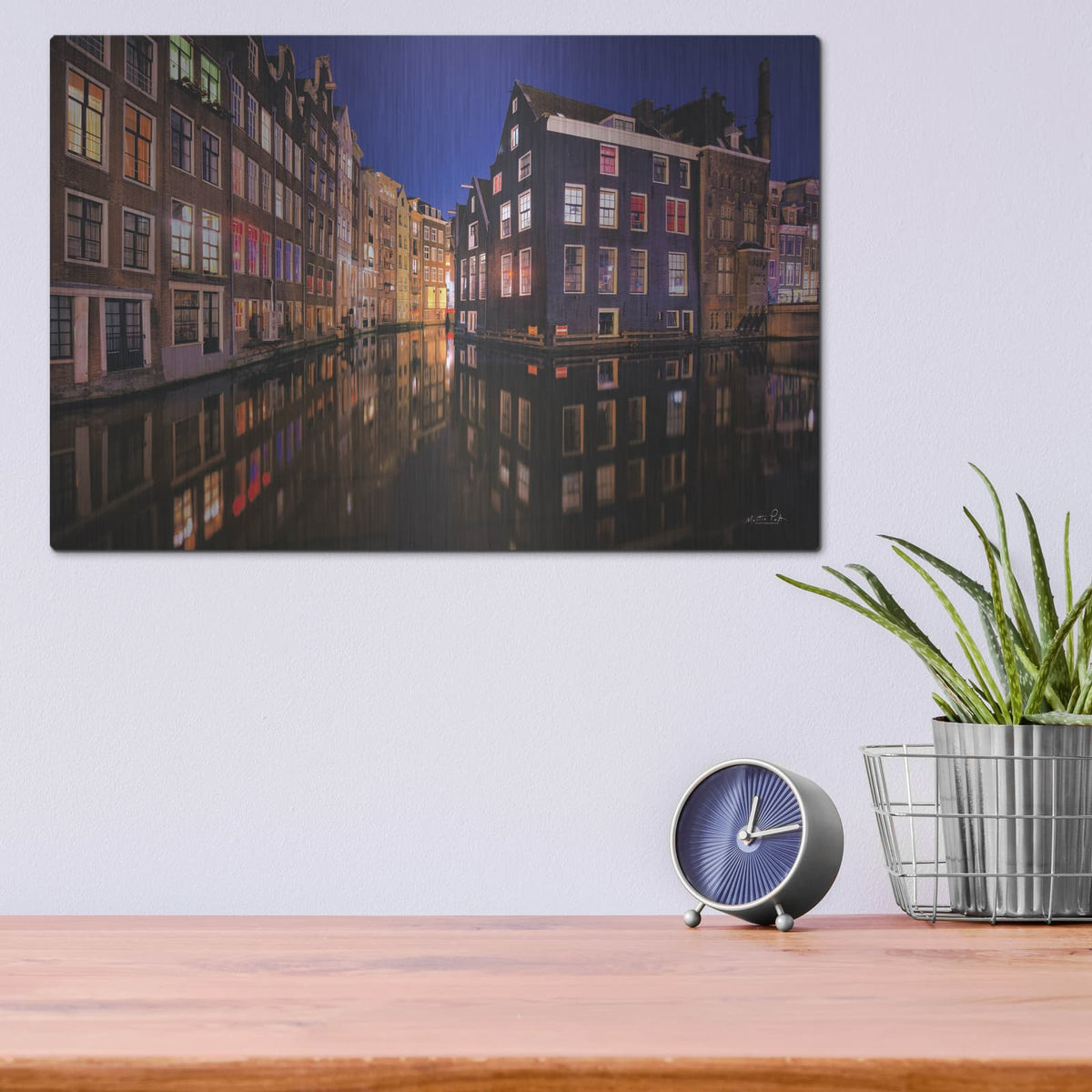 'Building Row Reflections 3' by Martin Podt – Metal Wall Art, 16x12 room view