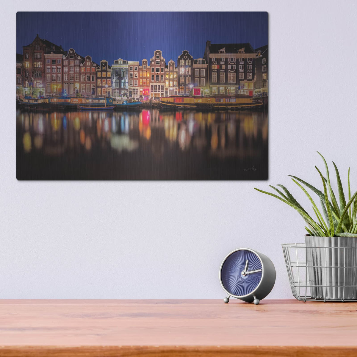 'Building Row Reflections 4' by Martin Podt – Metal Wall Art, 16x12 room view