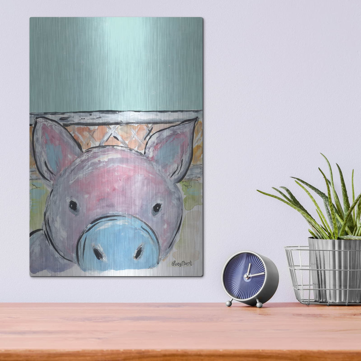 'Oink Oink' by Roey Ebert – Metal Wall Art, 12x16 room view