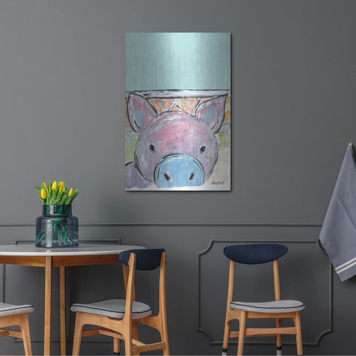 'Oink Oink' by Roey Ebert – Metal Wall Art, 24x36 room view