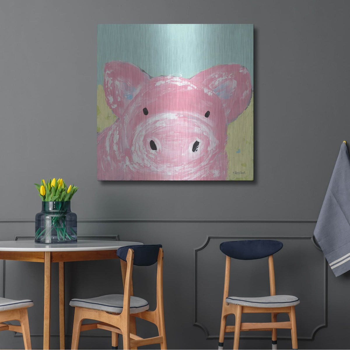 'Oink' by Roey Ebert – Metal Wall Art, 36x36 room view