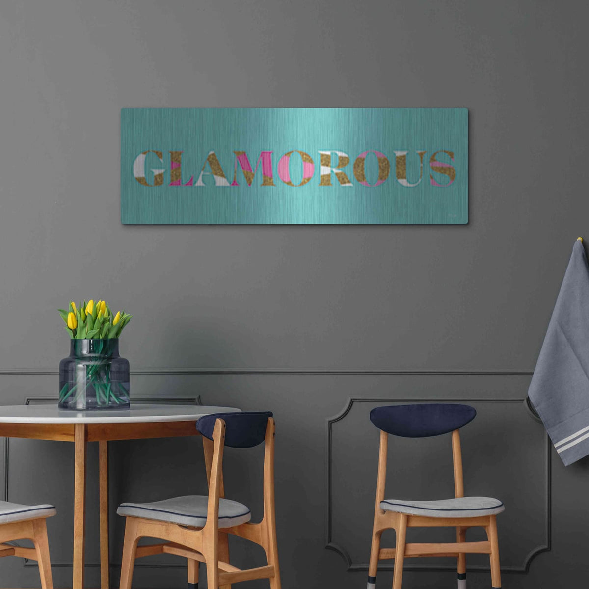 'Glamourous' by Yass Naffas Designs – Metal Wall Art, 48x16 room view