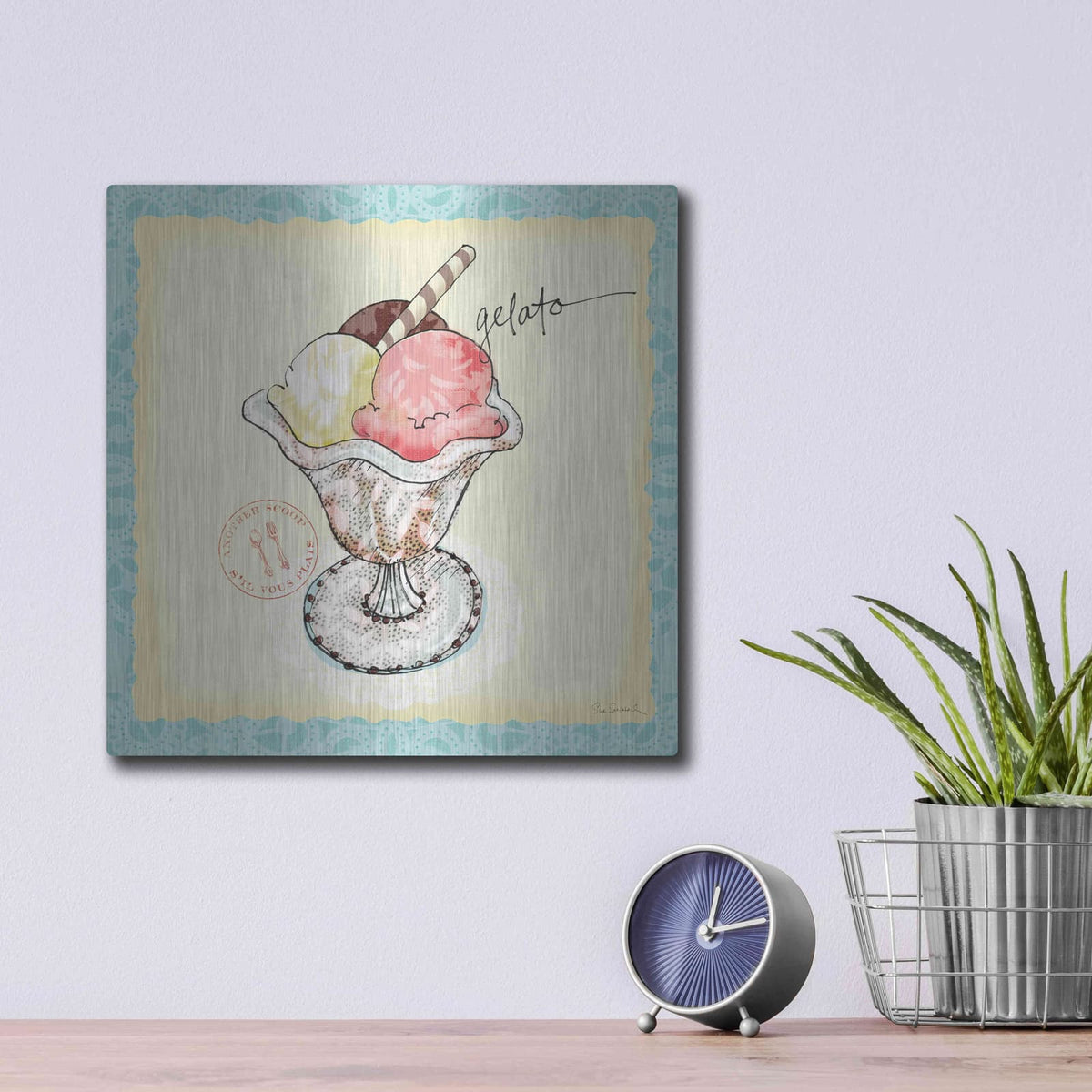 'Dessert Please III' by Sue Schlabach – Metal Wall Art, 12x12 room view