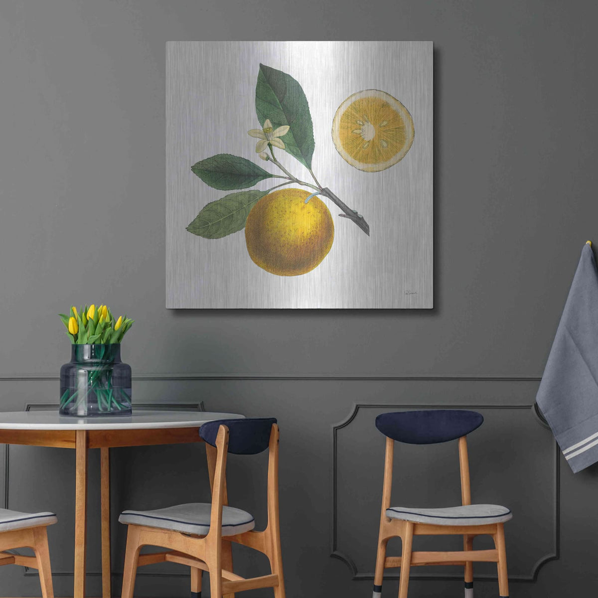 'Classic Citrus II' by Sue Schlabach – Metal Wall Art, 36x36 room view