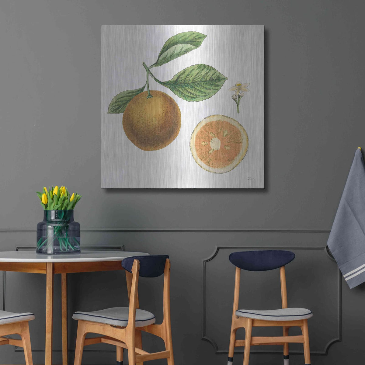 'Classic Citrus IV' by Sue Schlabach – Metal Wall Art, 36x36 room view