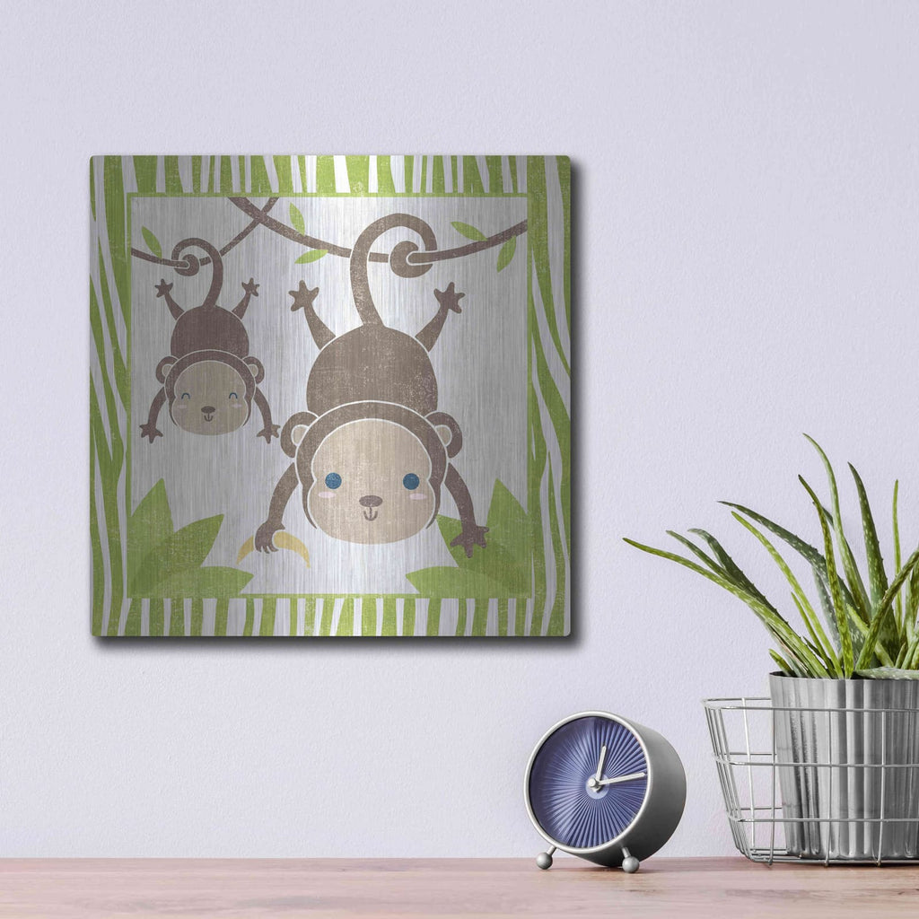 'Safari Fun Monkey' by Moira Hershey – Metal Wall Art, 12x12 room view