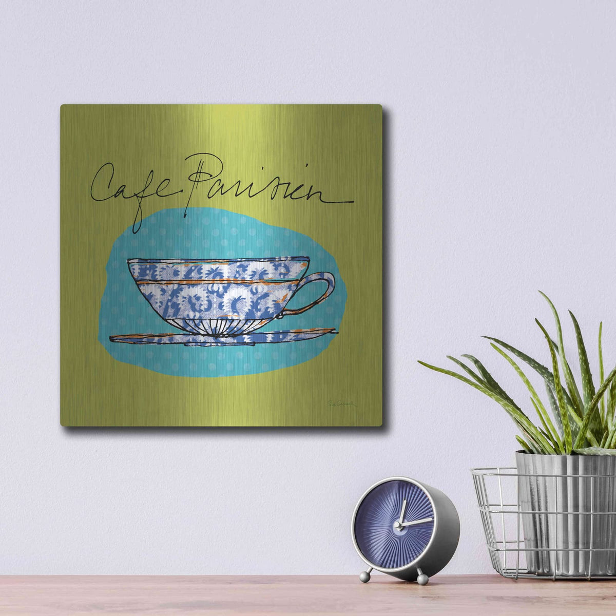 'Colorful Coffee Cafe Parisien No Border' by Sue Schlabach – Metal Wall Art, 12x12 room view