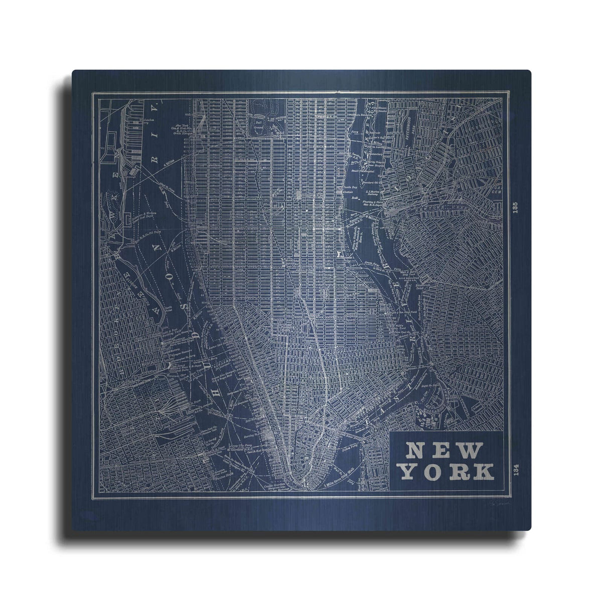 'Blueprint Map New York Square' by Sue Schlabach – Metal Wall Art