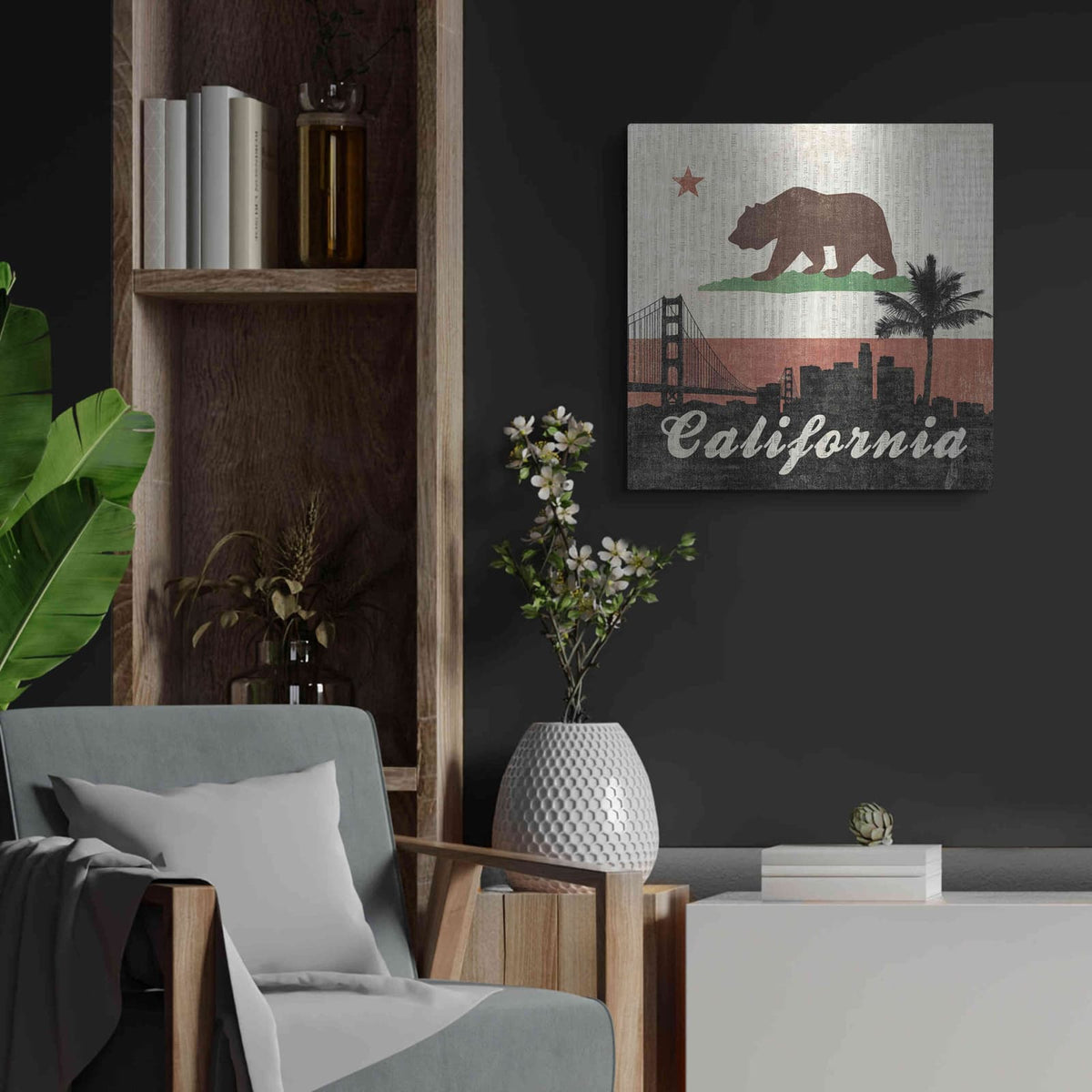'California' by Moira Hershey – Metal Wall Art, 24x24 room view