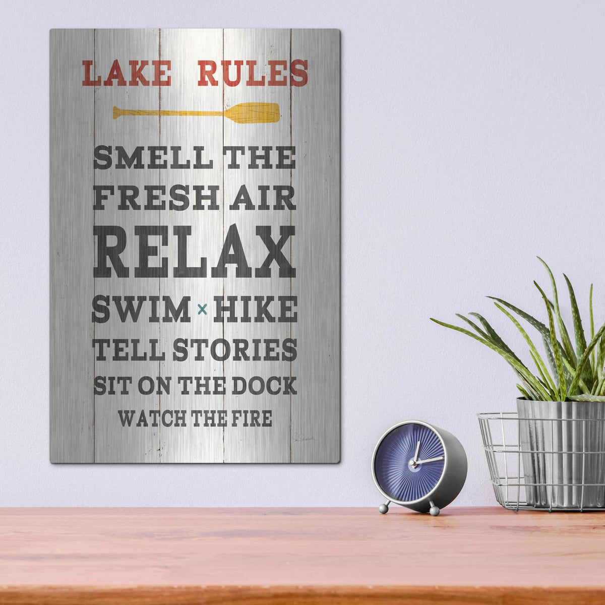 'Cabin Life VI Neutral' by Sue Schlabach – Metal Wall Art, 12x16 room view