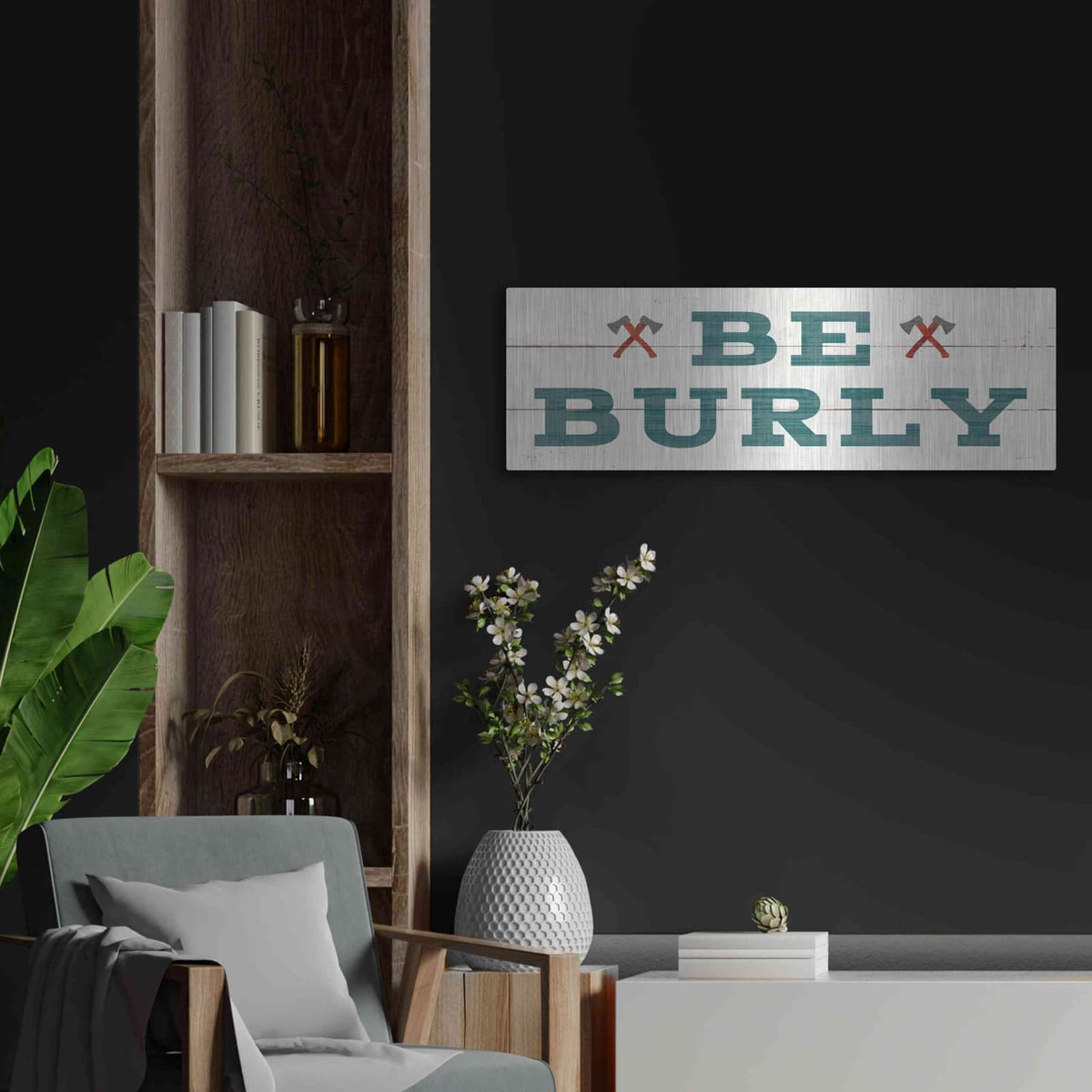 'Cabin Life VIII Neutral' by Sue Schlabach – Metal Wall Art, 36x12 room view