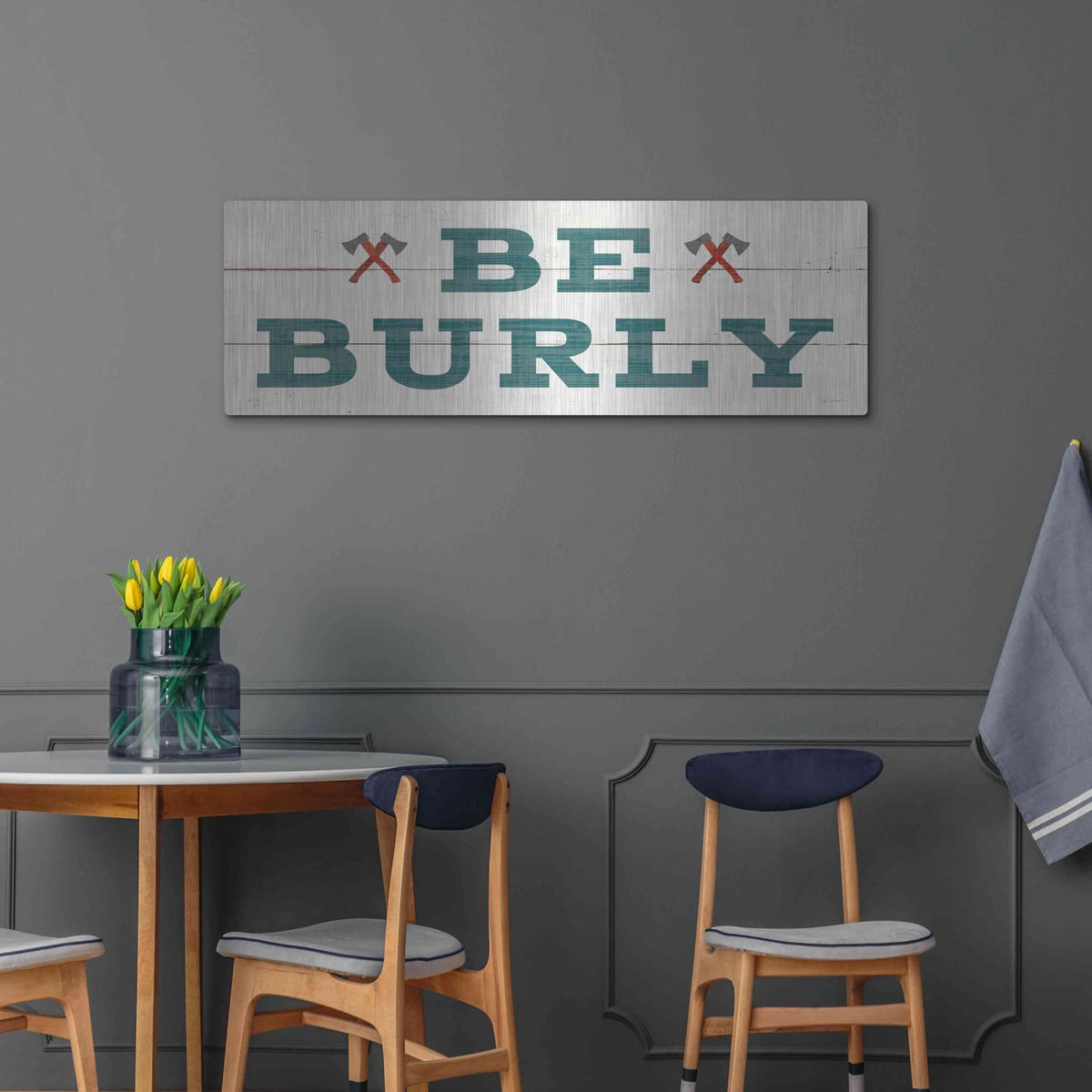 'Cabin Life VIII Neutral' by Sue Schlabach – Metal Wall Art, 48x16 room view