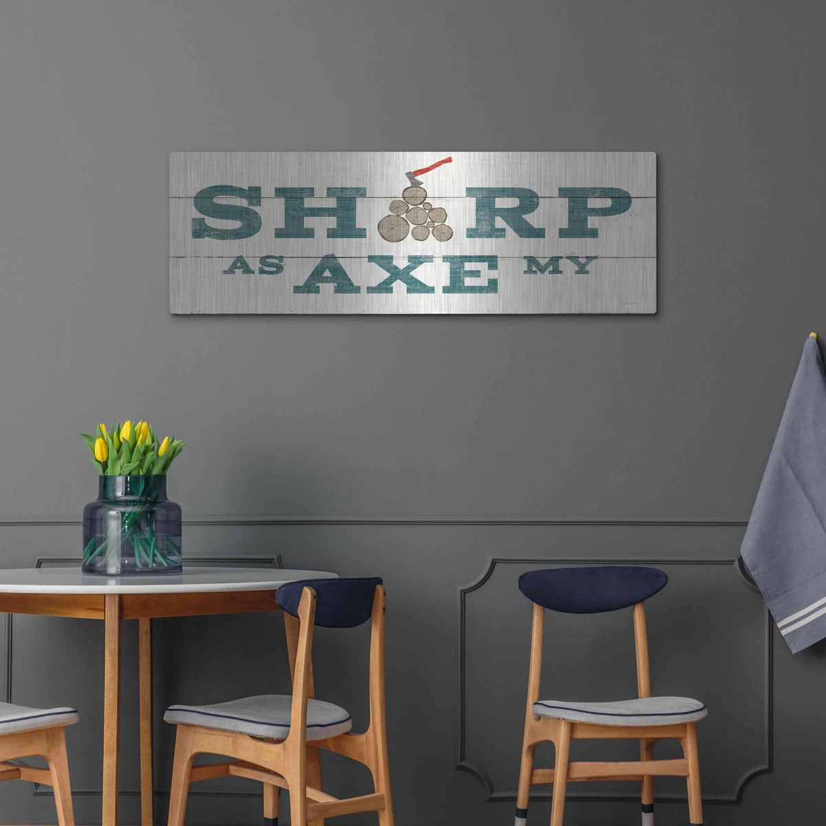 'Cabin Life IX Neutral' by Sue Schlabach – Metal Wall Art, 48x16 room view