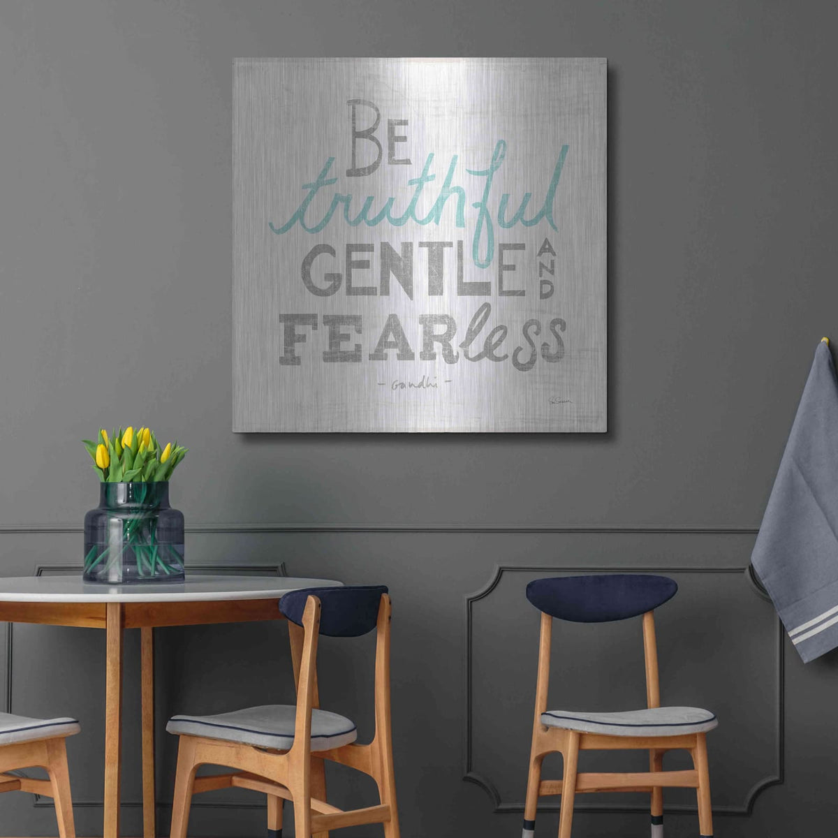'Be Truthful Gray' by Sue Schlabach – Metal Wall Art, 36x36 room view