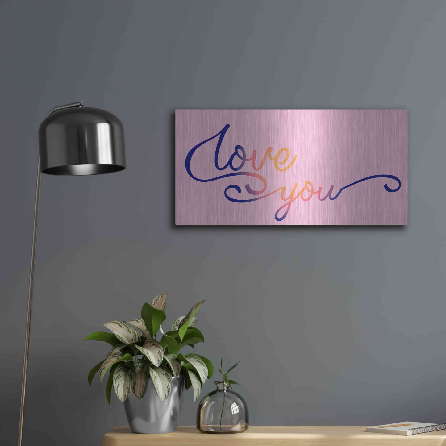 Luxe Metal Art 'Love You Sunrise' by Epic Portfolio, Metal Wall Art,24x12