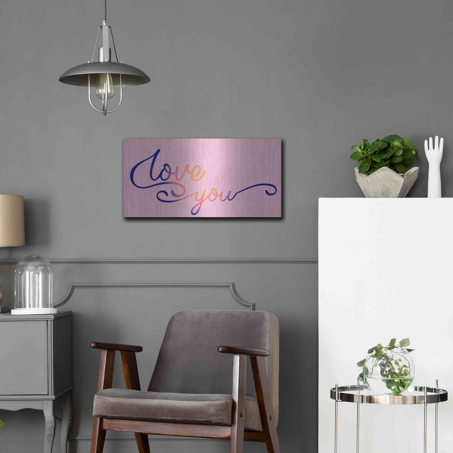 Luxe Metal Art 'Love You Sunrise' by Epic Portfolio, Metal Wall Art,24x12