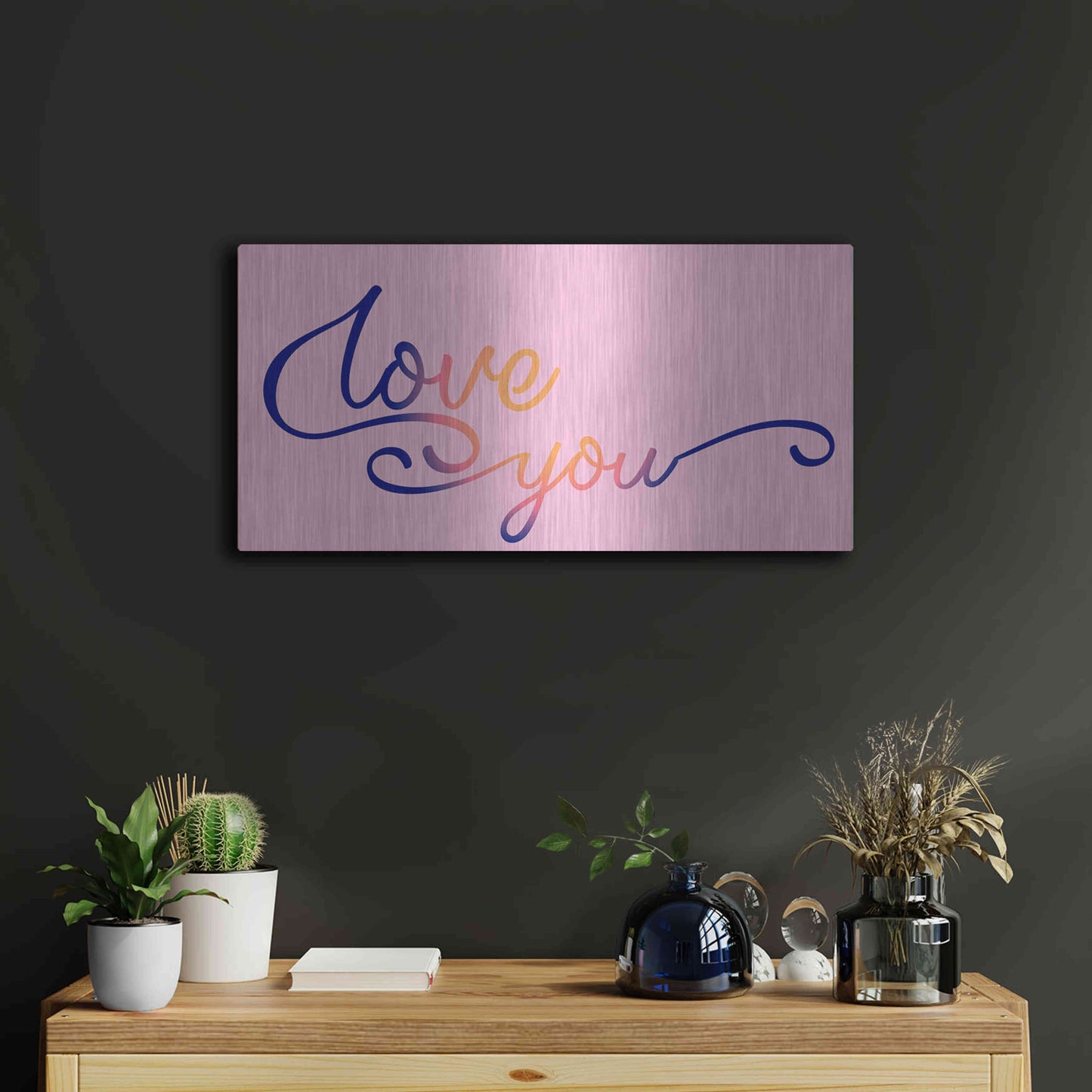 Luxe Metal Art 'Love You Sunrise' by Epic Portfolio, Metal Wall Art,24x12