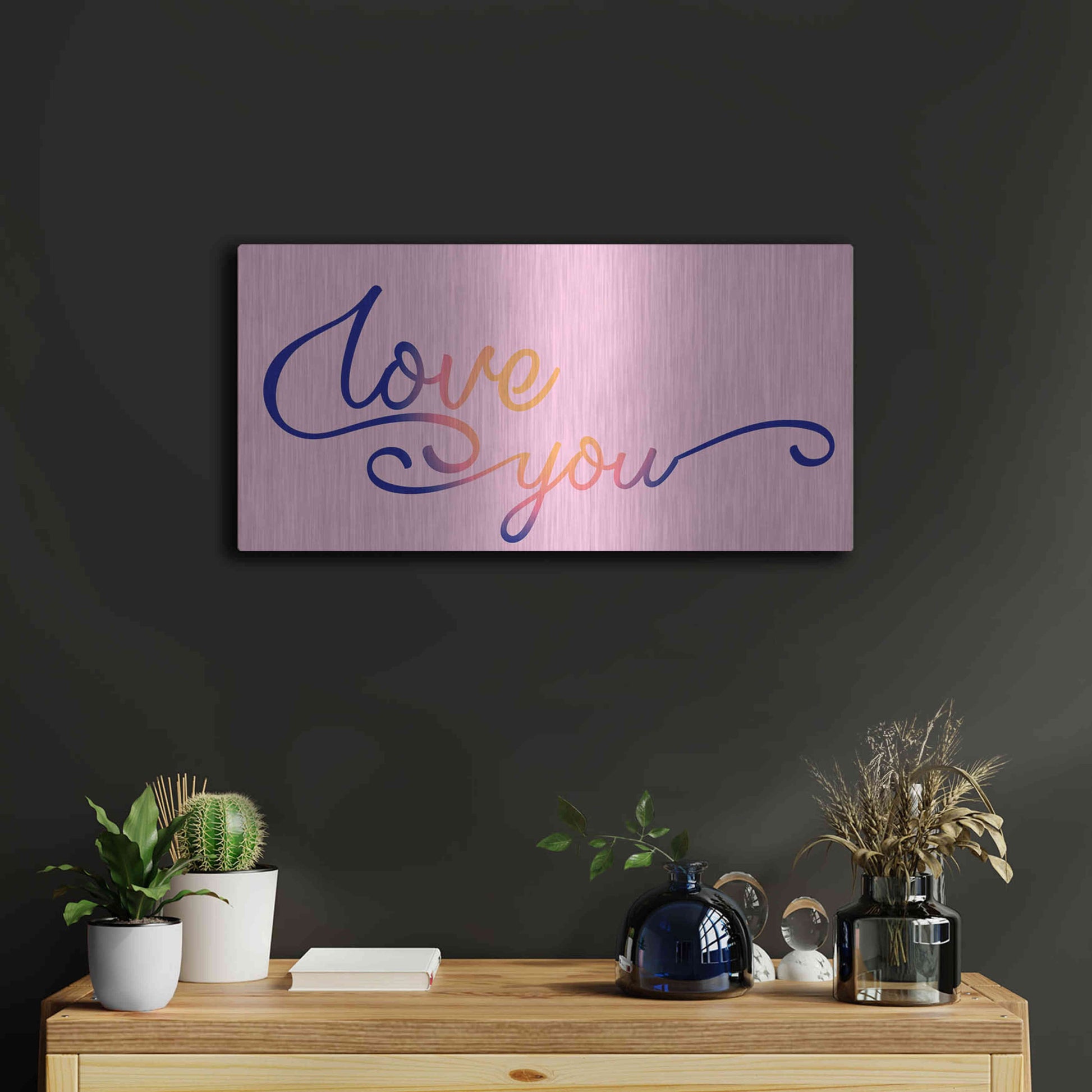 Luxe Metal Art 'Love You Sunrise' by Epic Portfolio, Metal Wall Art,24x12