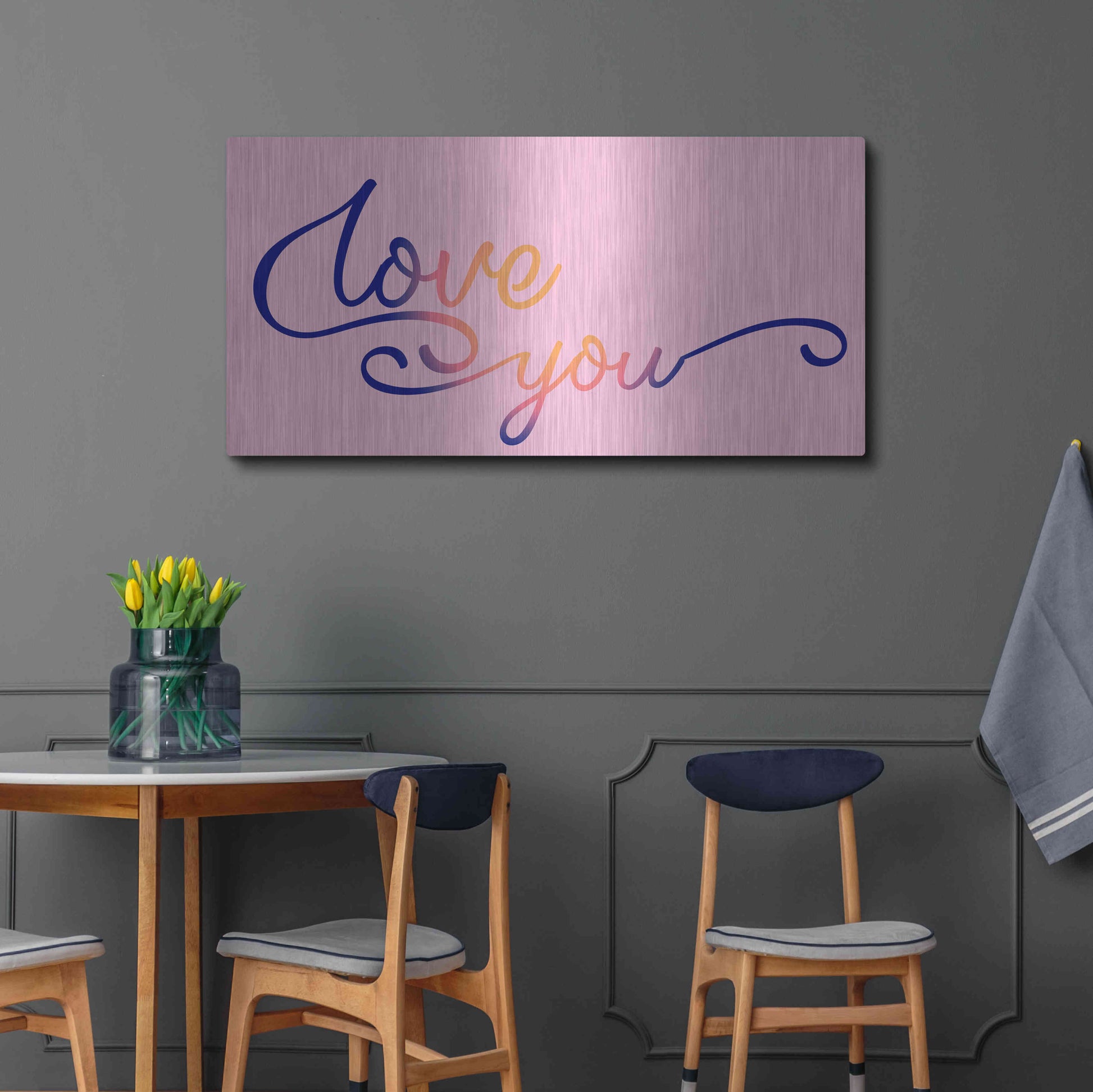 Luxe Metal Art 'Love You Sunrise' by Epic Portfolio, Metal Wall Art,48x24