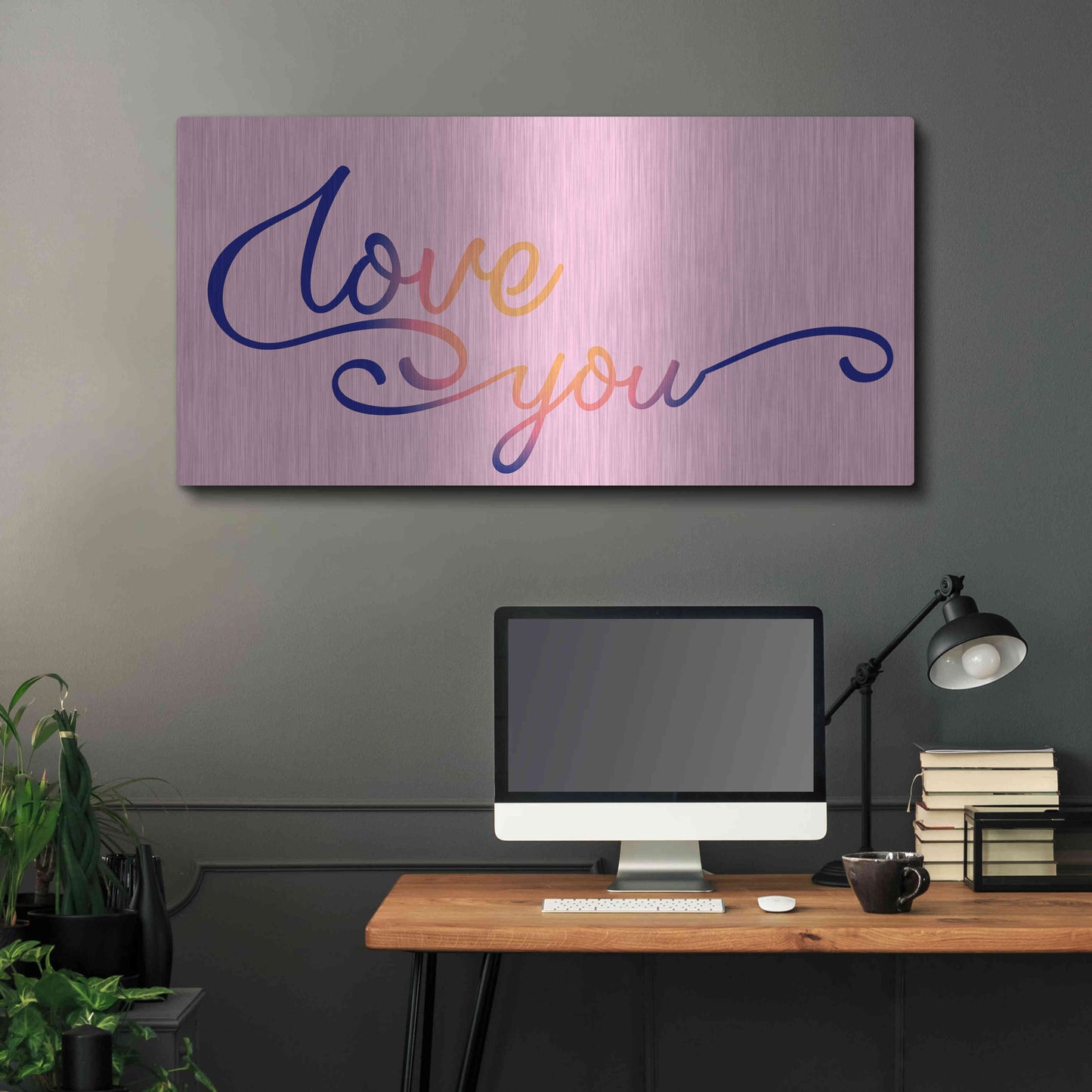 Luxe Metal Art 'Love You Sunrise' by Epic Portfolio, Metal Wall Art,48x24