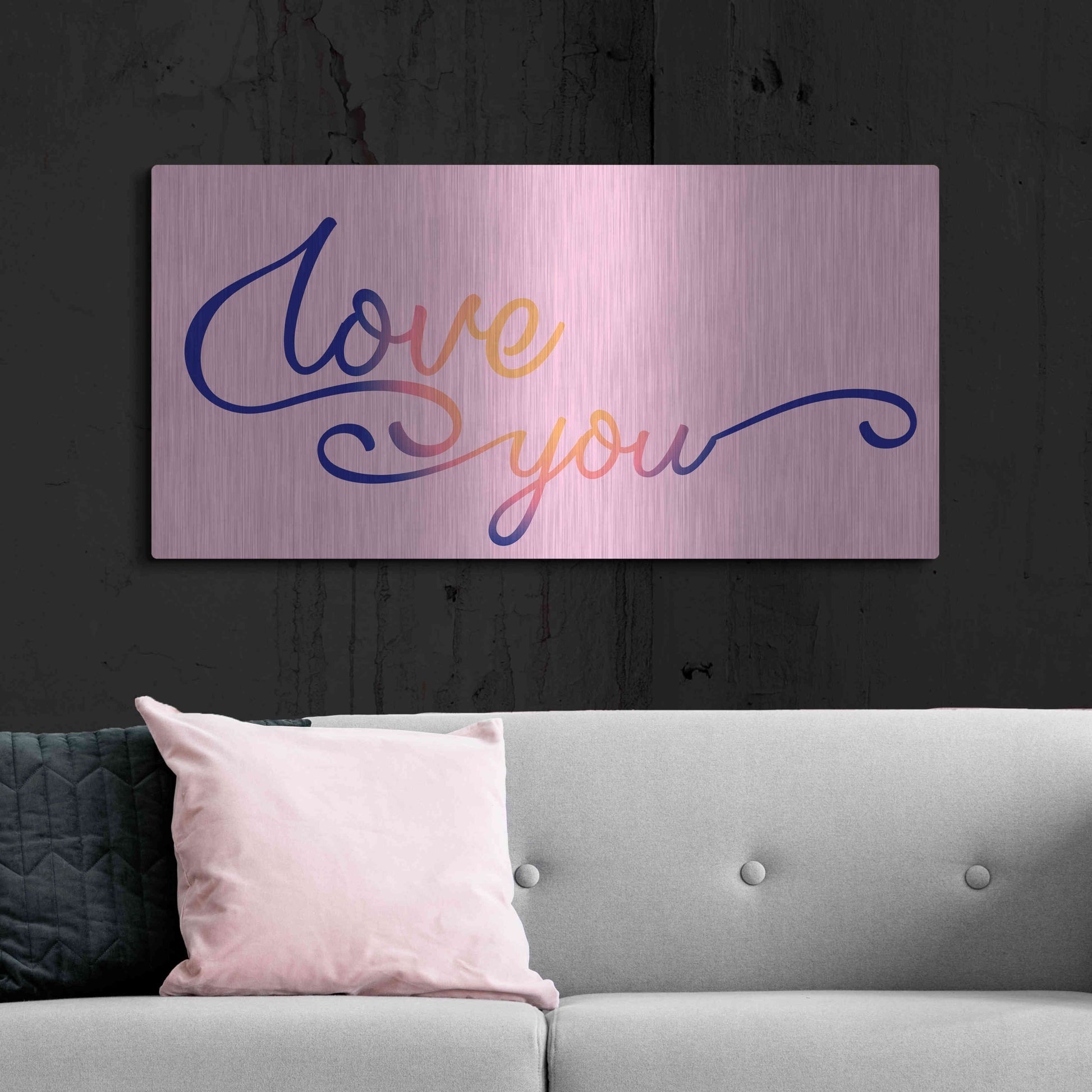 Luxe Metal Art 'Love You Sunrise' by Epic Portfolio, Metal Wall Art,48x24