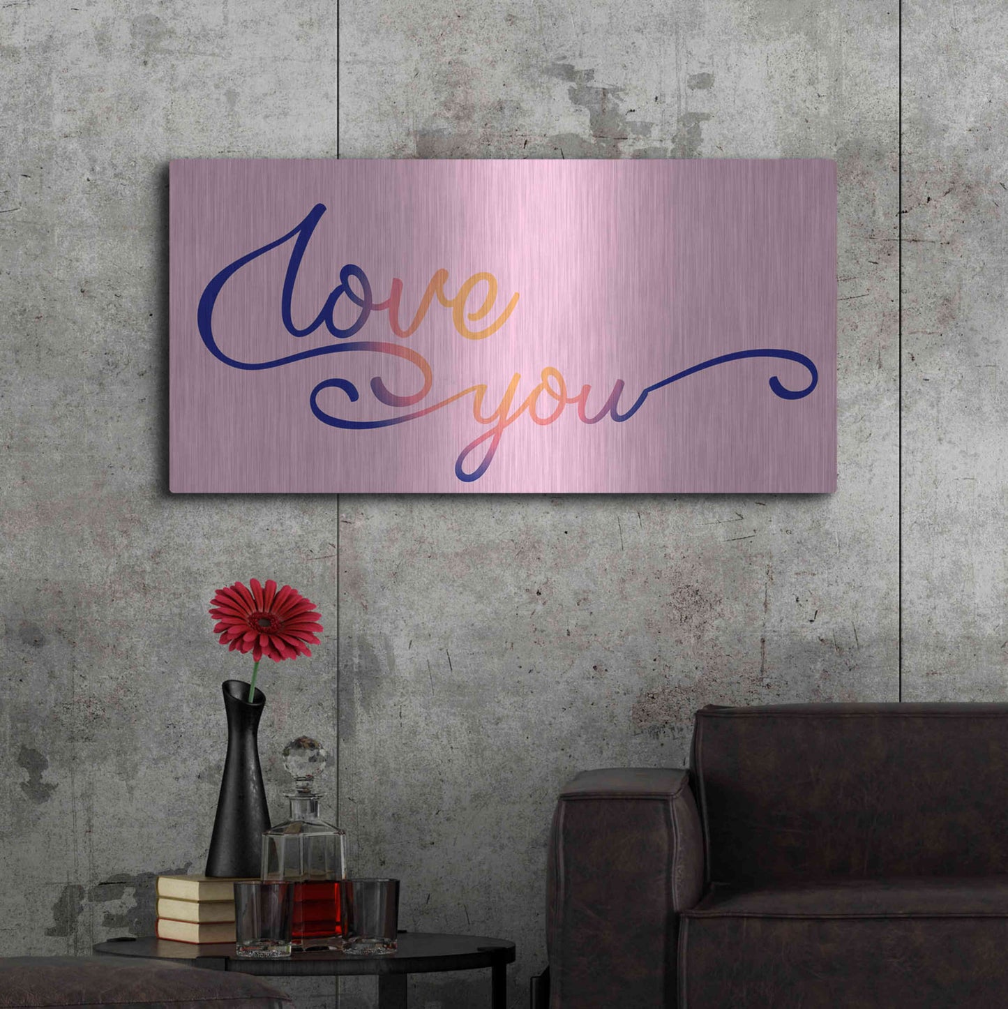 Luxe Metal Art 'Love You Sunrise' by Epic Portfolio, Metal Wall Art,48x24