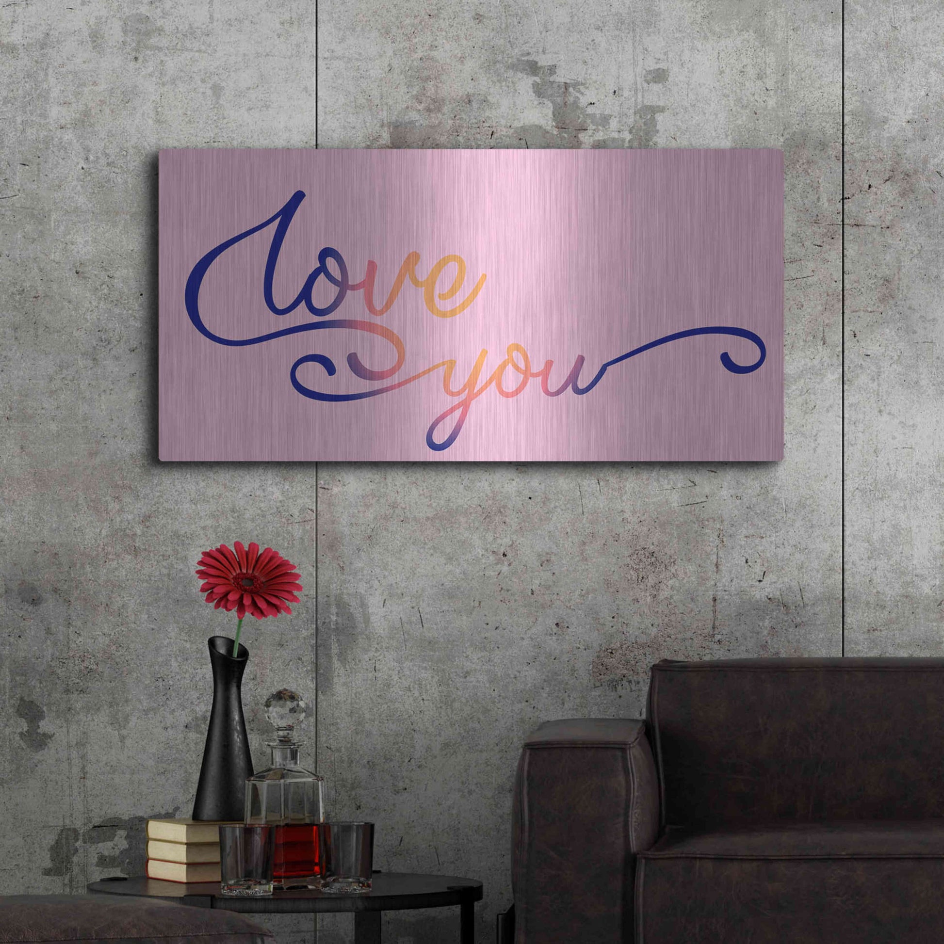 Luxe Metal Art 'Love You Sunrise' by Epic Portfolio, Metal Wall Art,48x24