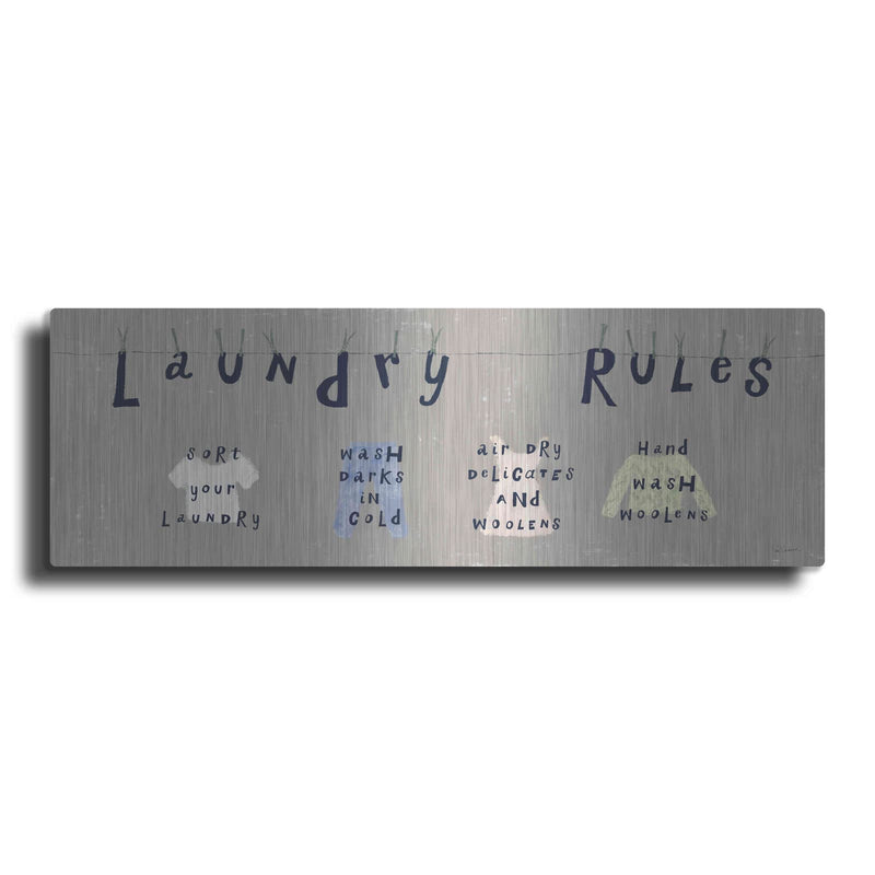 'Laundry Rules I Gray' by Sue Schlabach – Metal Wall Art