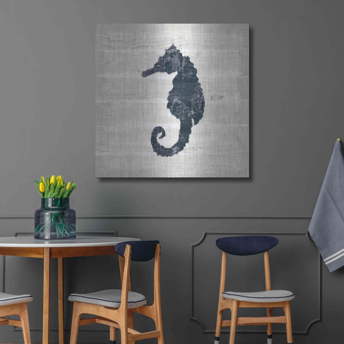'Driftwood Coast VI Blue' by Sue Schlabach – Metal Wall Art, 36x36 room view