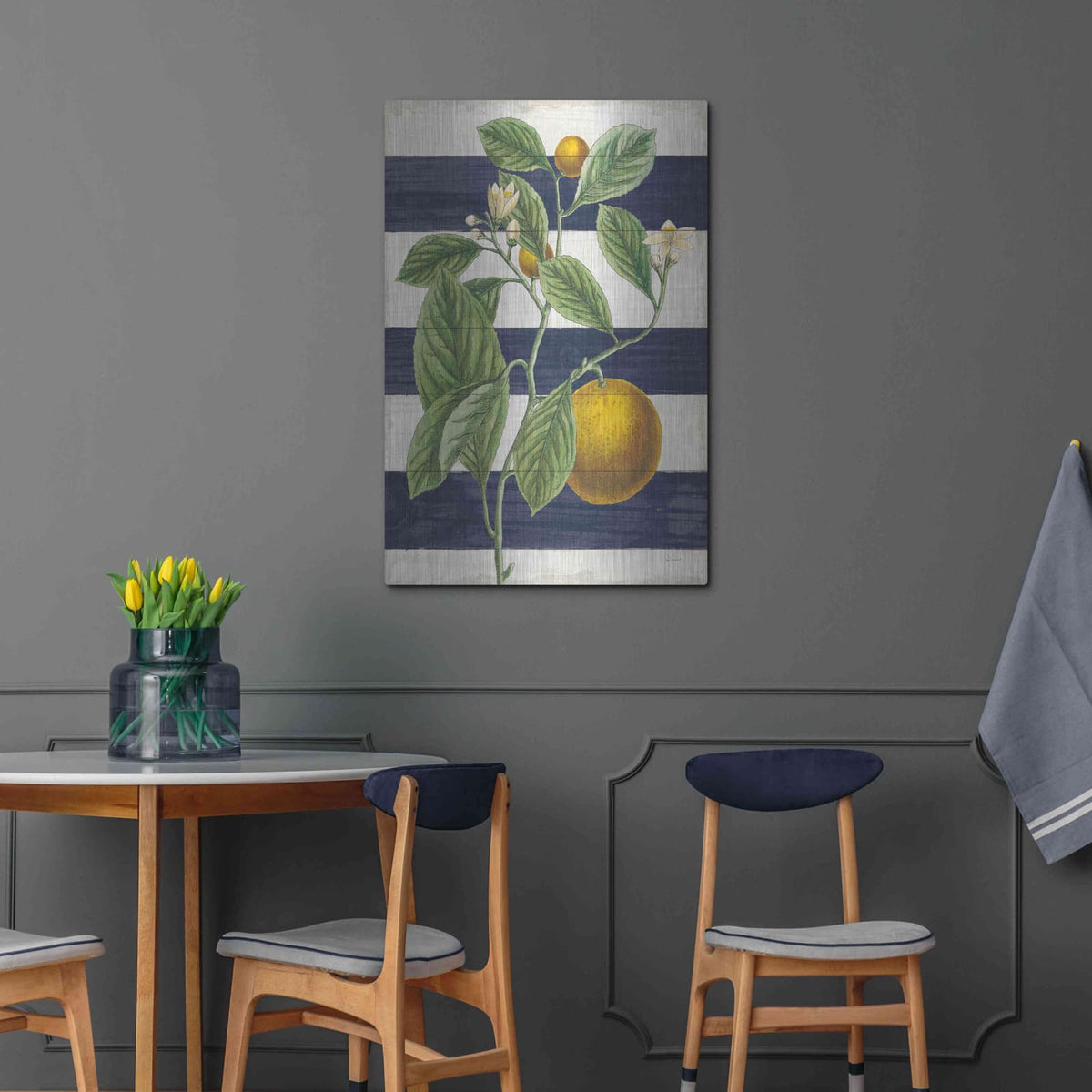 'Classic Citrus VI Navy Shiplap NW' by Sue Schlabach – Metal Wall Art, 24x36 room view