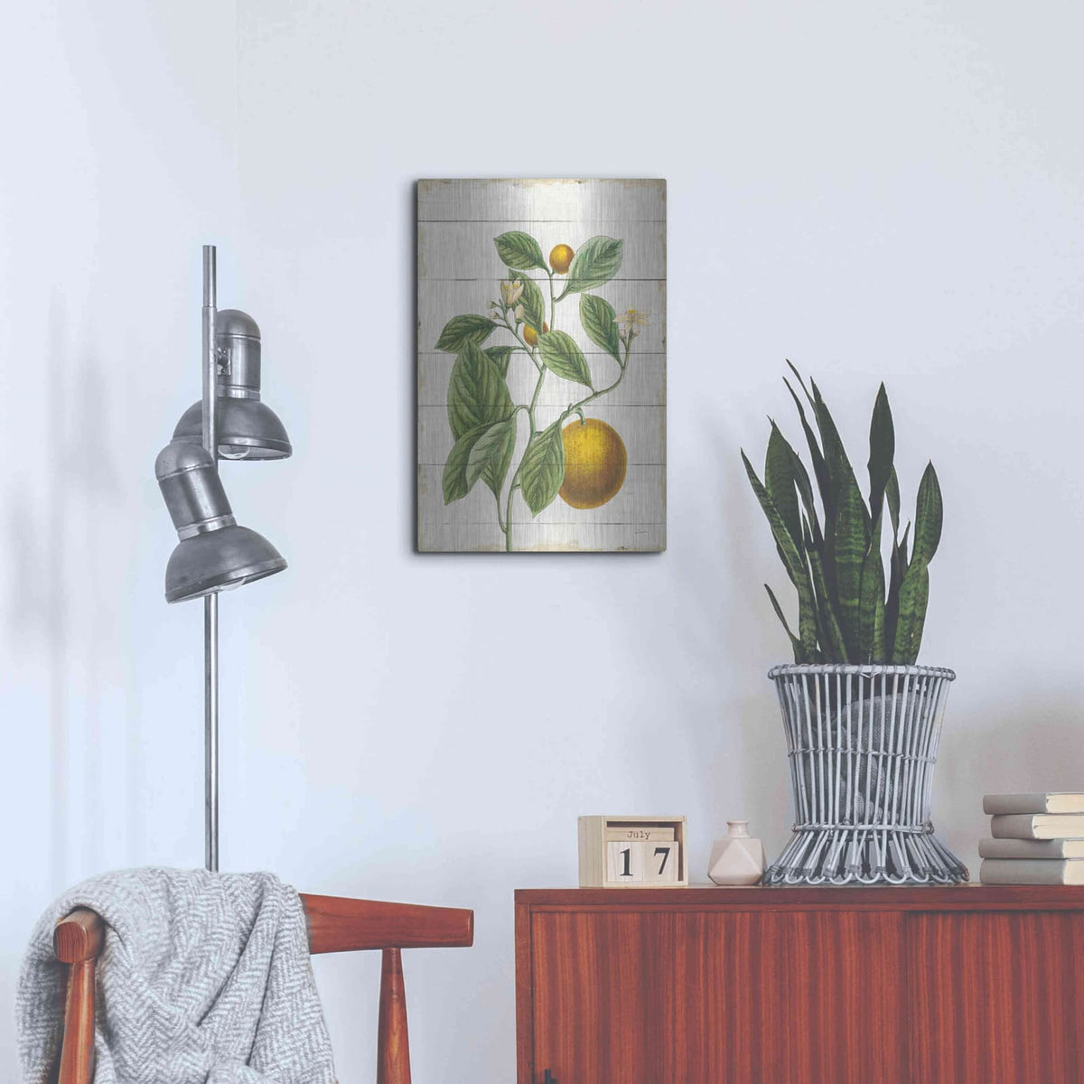 'Classic Citrus VI Shiplap No Words' by Sue Schlabach – Metal Wall Art, 16x24 room view