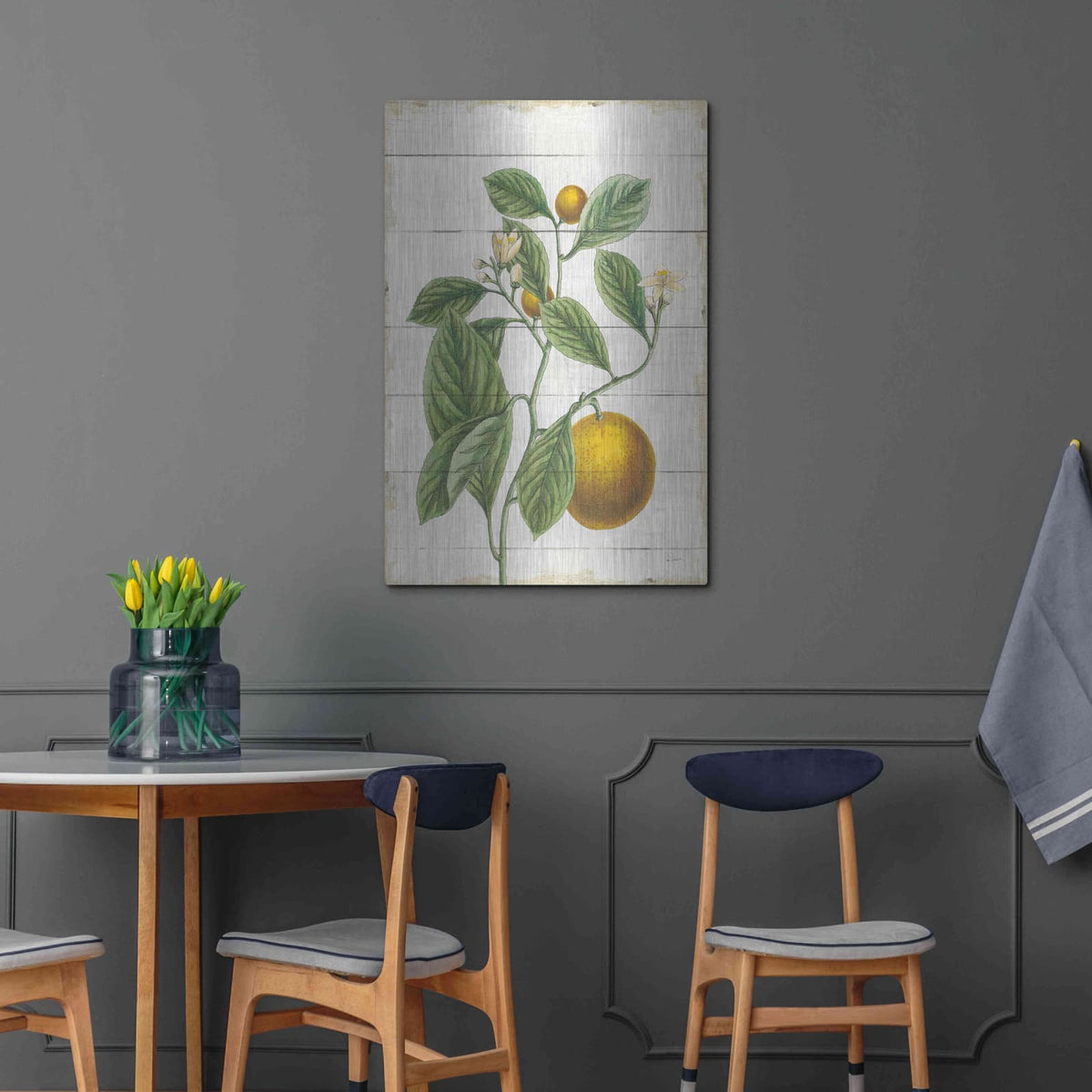 'Classic Citrus VI Shiplap No Words' by Sue Schlabach – Metal Wall Art, 24x36 room view