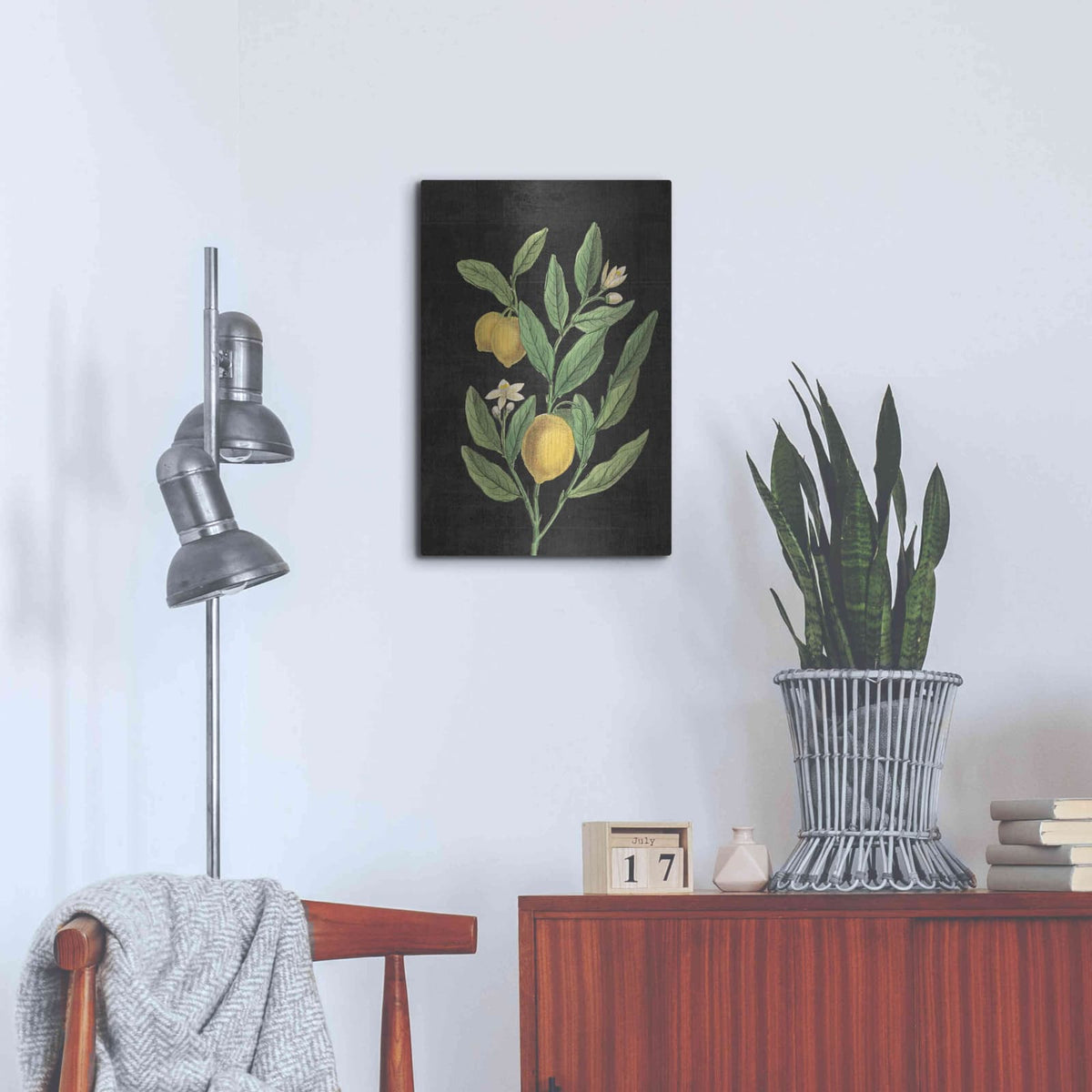 'Classic Citrus V Black No Words' by Sue Schlabach – Metal Wall Art, 16x24 room view