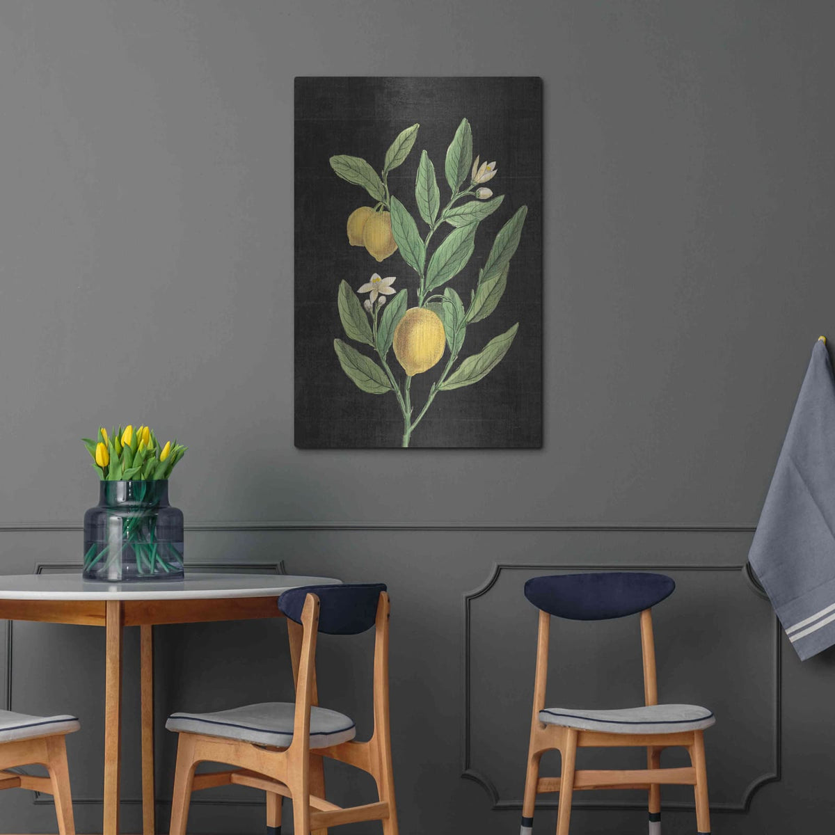 'Classic Citrus V Black No Words' by Sue Schlabach – Metal Wall Art, 24x36 room view